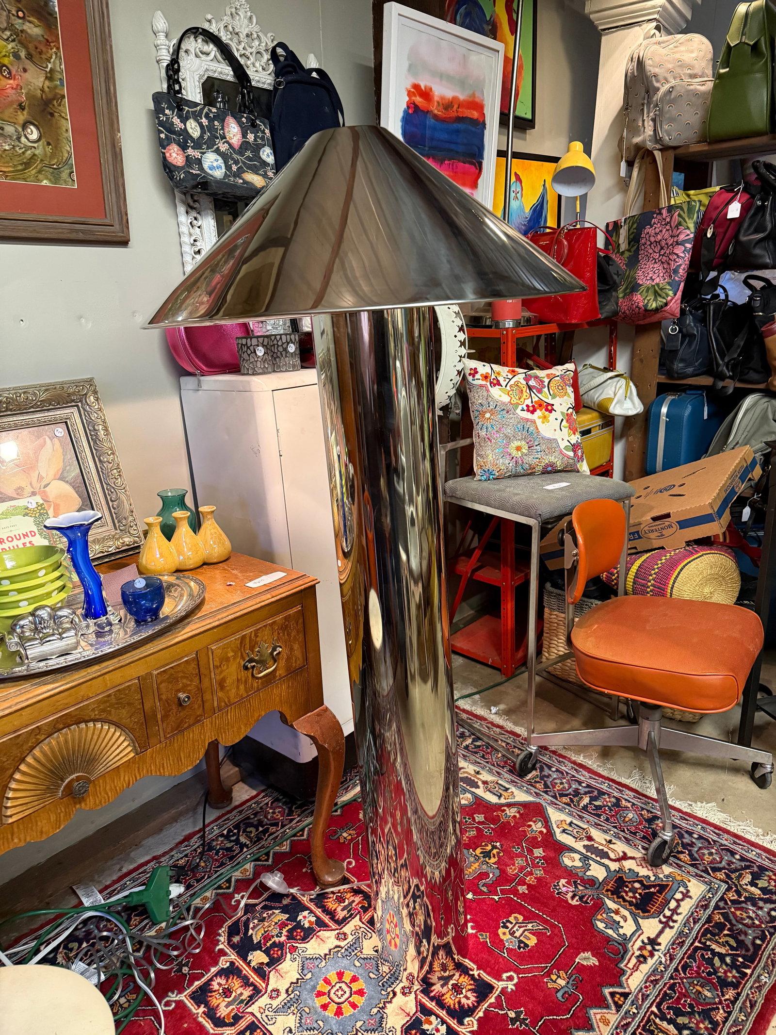 Contemporary CB2 Minimalist Cool Chrome Floor Lamp - 4