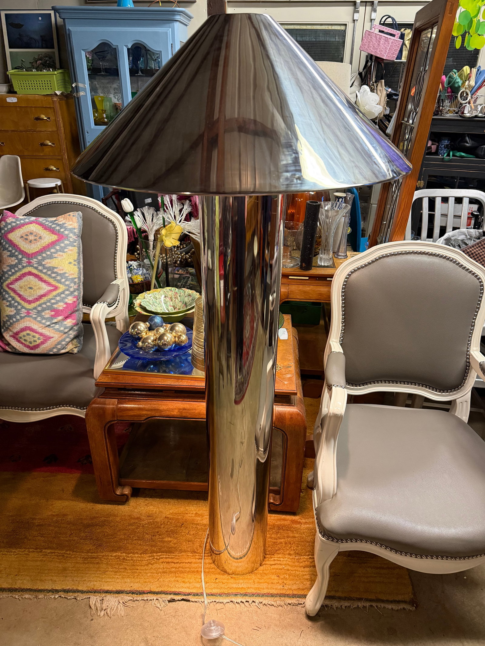 Contemporary CB2 Minimalist Cool Chrome Floor Lamp - 6