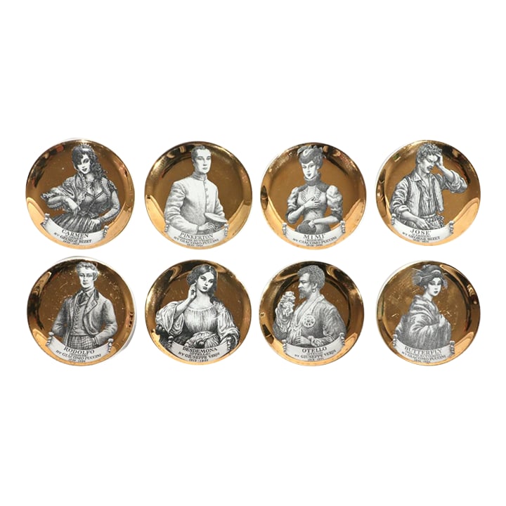 Piero Fornasetti "Melodramma" Ceramic Coasters: A Series of Dramatic Opera Characters (1 of 11)
