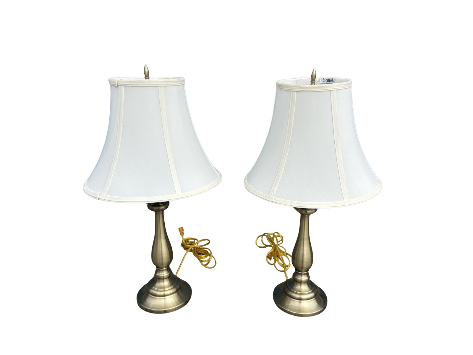 Vintage Stiffel Brass Table Lamps With Original Shades – Classic Baluster Form Traditional - 4