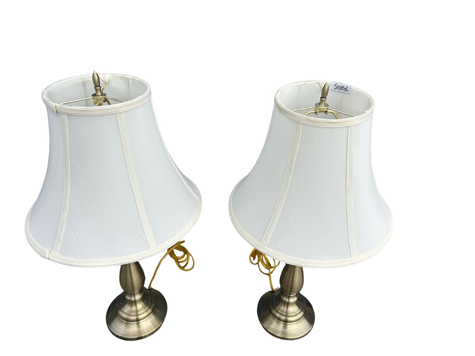Vintage Stiffel Brass Table Lamps With Original Shades – Classic Baluster Form Traditional - 7