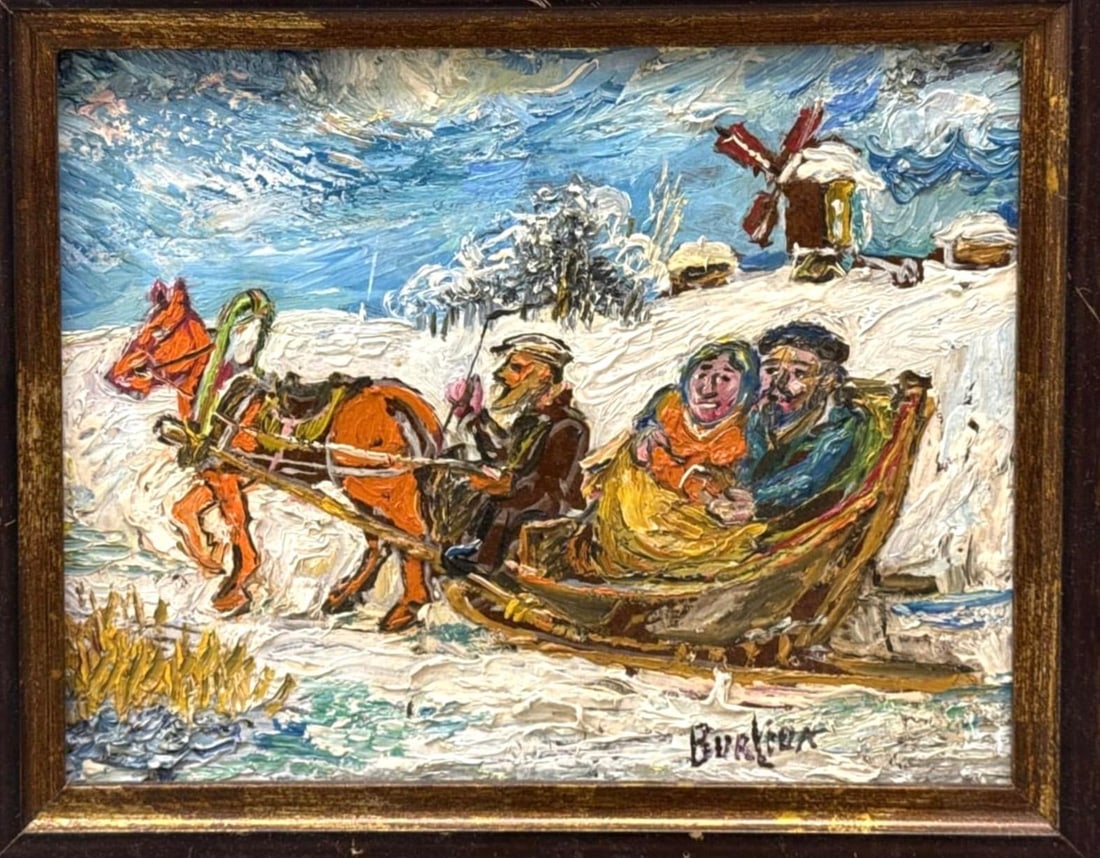 Winter Scene of Couple in a Sleigh by David Burliuk - 2