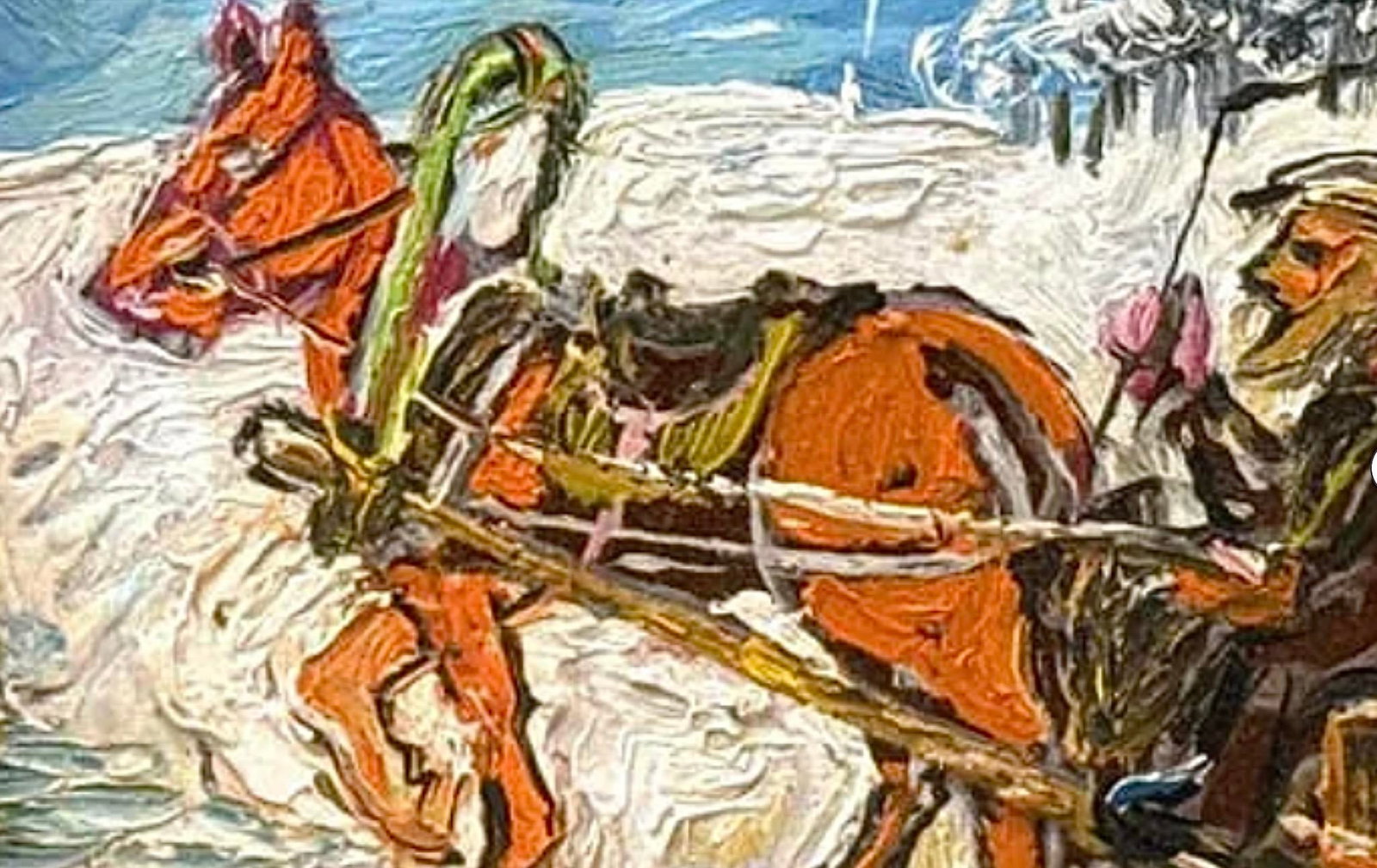 Winter Scene of Couple in a Sleigh by David Burliuk - 7