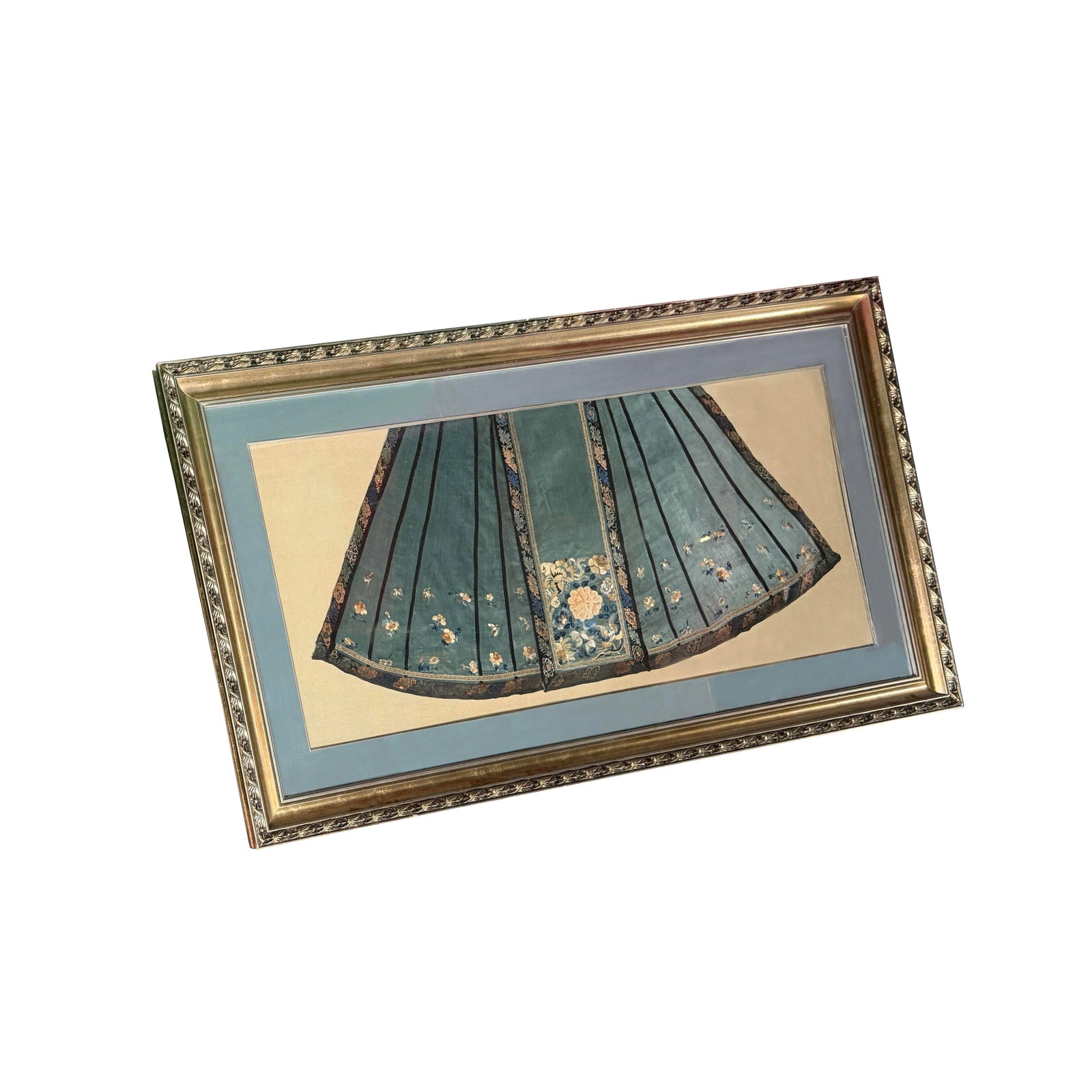 Antiques Chinese Dynasty Skirt Fabric Framed Wall Art Decor - 2