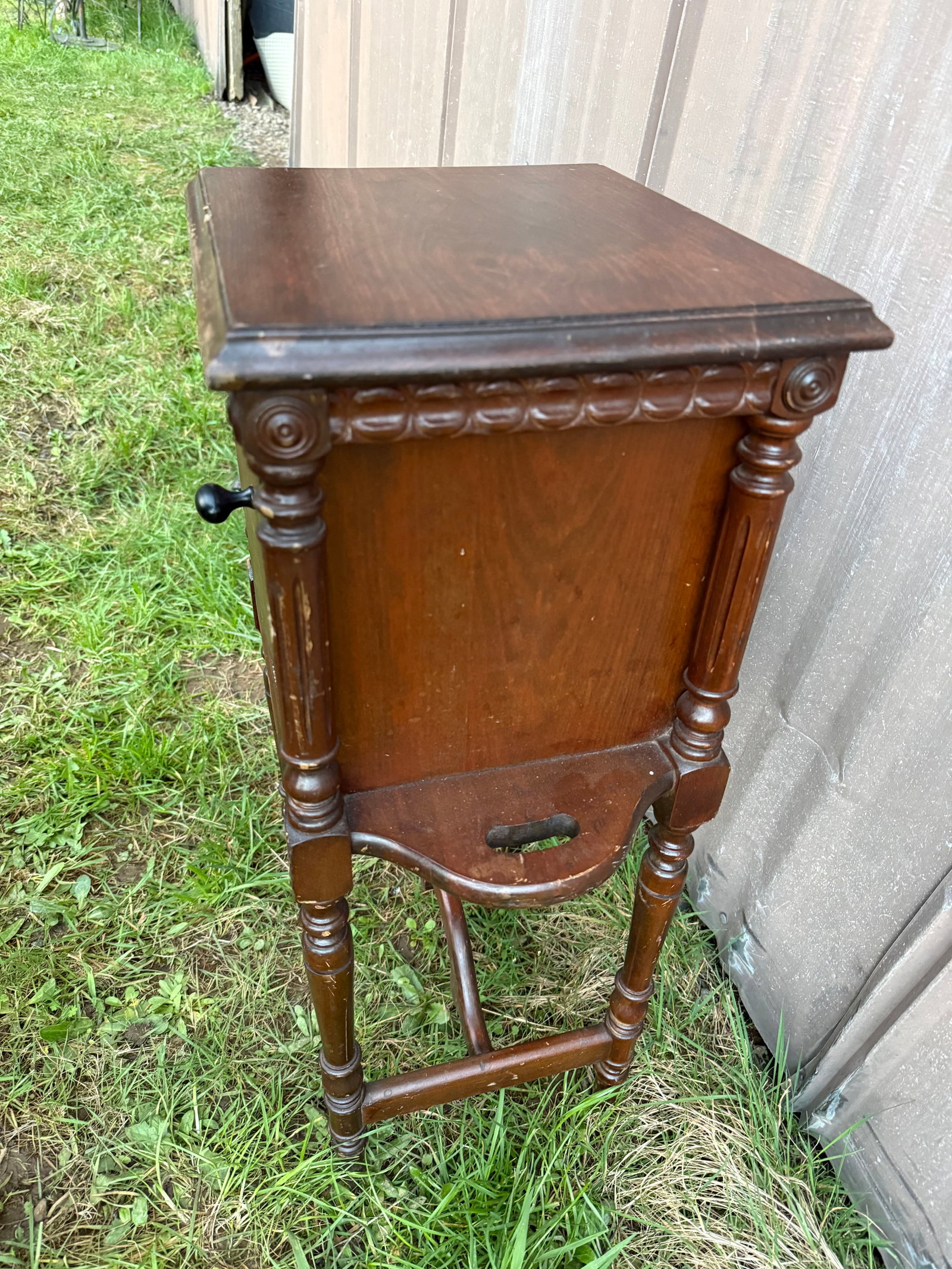 Antique Smoking Stand With Copper Lined Humidor - 4