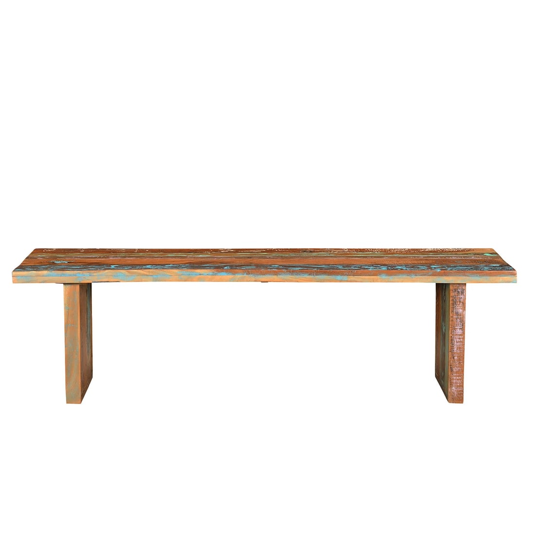 1990s Rustic Distressed Reclaimed Wood Dining Bench - 2