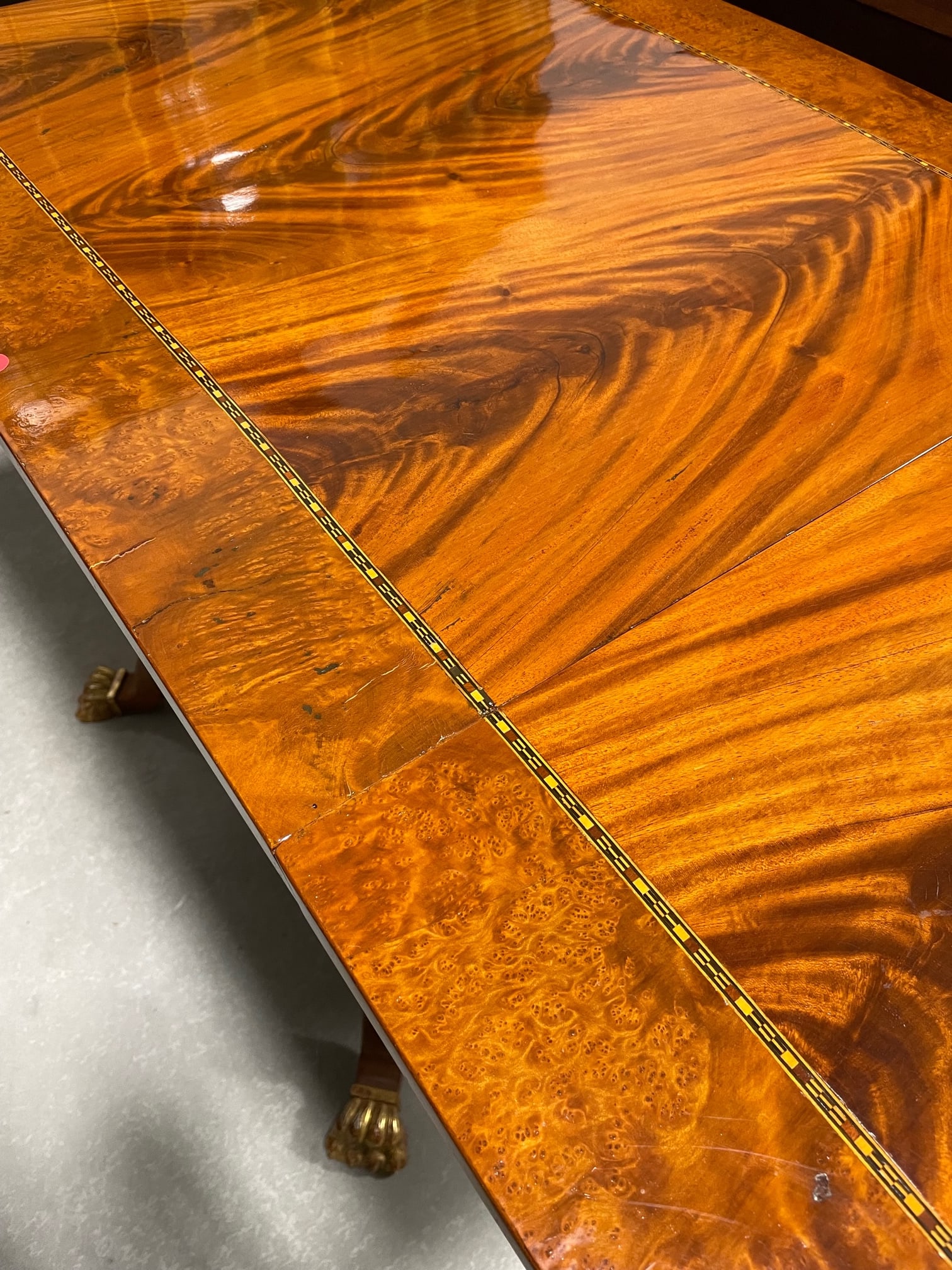 Late 19th Century Crotch Mahogany Drop Leaf Table - 5