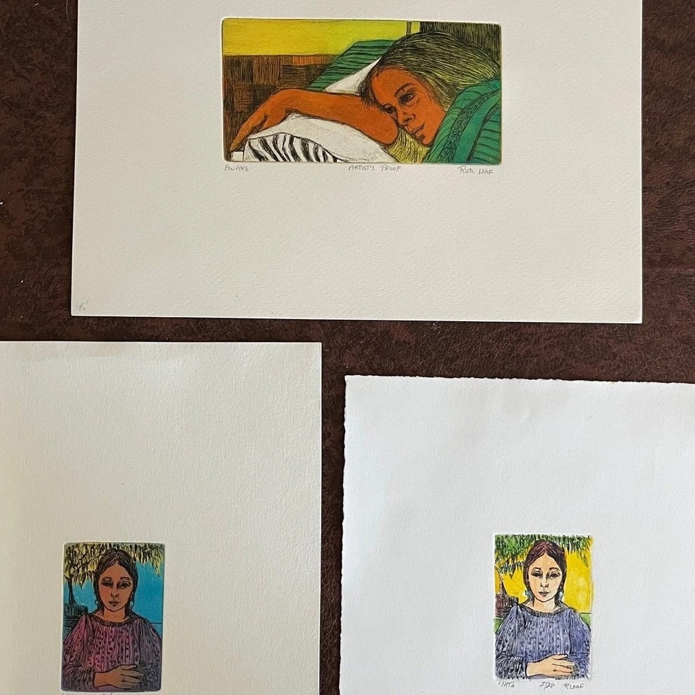 Mid 20th Century Ruth Leaf Signed Etching Collection: Aware, Lisa, & Nita - Set of 3 - 9