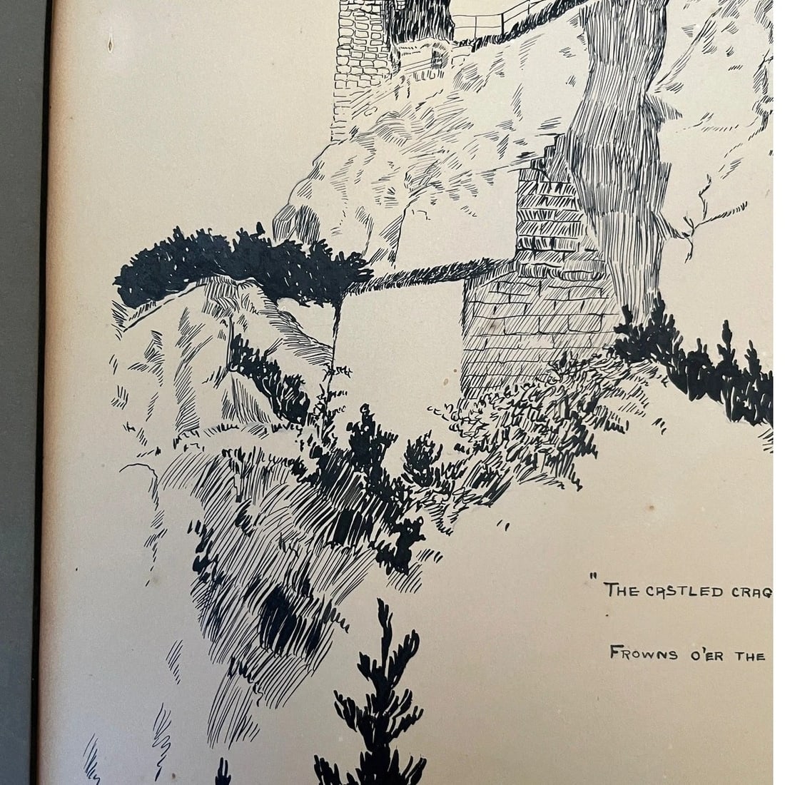 Original 1921 Pen & Ink Illustration Milly Possoz Lord Byron Drachenfels Castle - 7