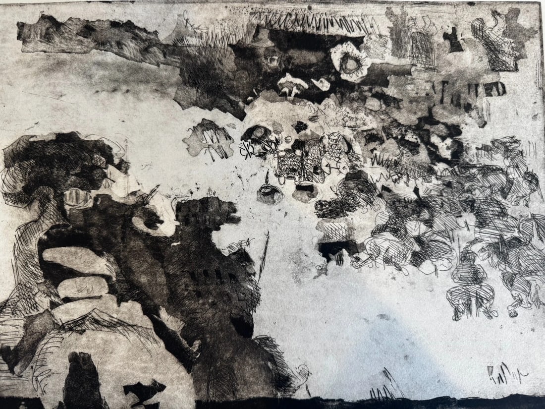 Large 21x15 Signed 1965 Abstract Etching "Reizendleadt I" Ltd Ed 19/150 MCM - 3