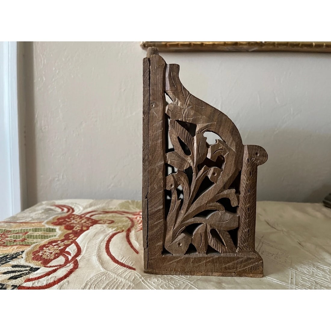 Vintage Hand Carved Wood Desk Set Abacus Expanding Book Rack Letter Opener - Set of 5 - 5