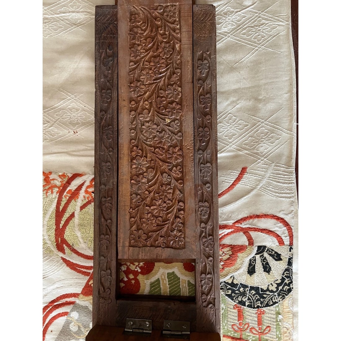 Vintage Hand Carved Wood Desk Set Abacus Expanding Book Rack Letter Opener - Set of 5 - 7