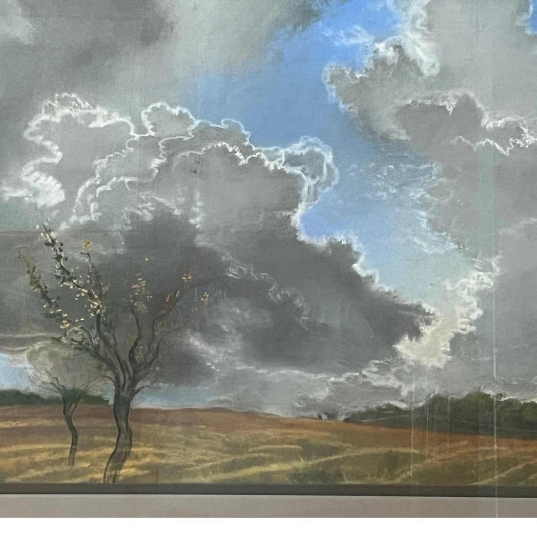 Late 20th Century David Palladini Original Landscape Painting - Dramatic Clouds & Trees 34x28 - 2