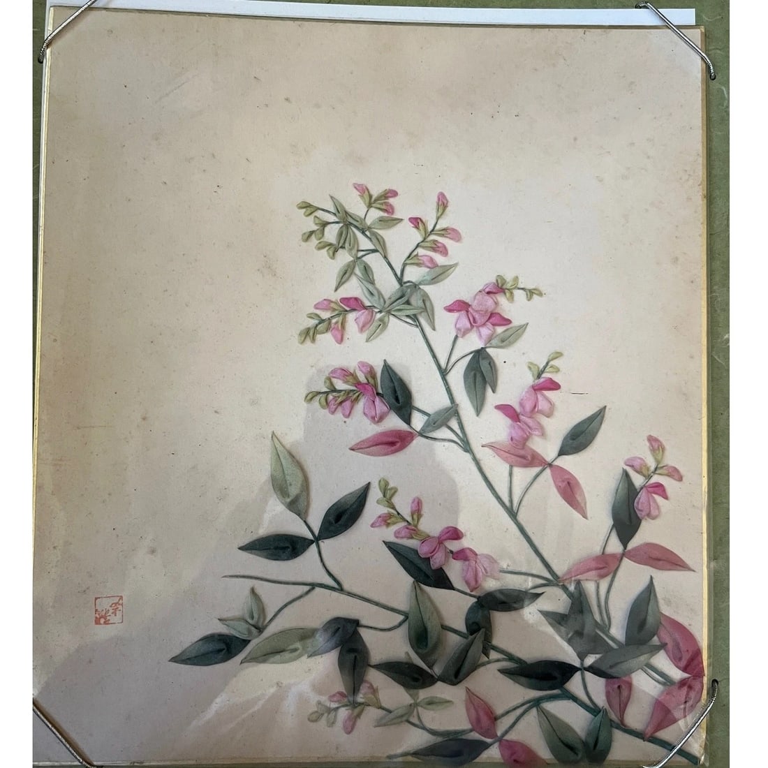 Late 20th Century Large Signed Japanese Silk Ribbon Embroidery Framed 3D Floral Art - 6