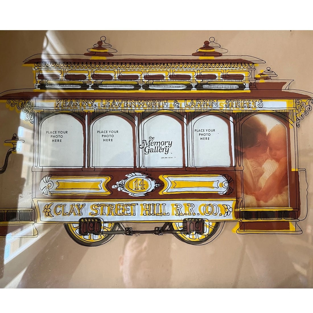 Vtg Lucid Lines Memory Gallery SF Cable Car Glass Art Photo Frame NOS 12x15 - 4