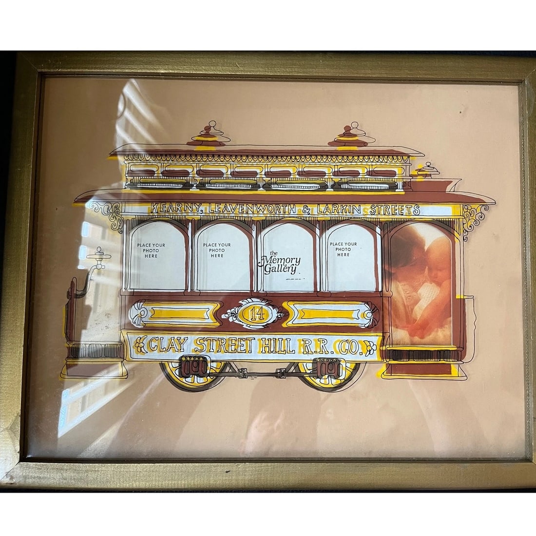 Vtg Lucid Lines Memory Gallery SF Cable Car Glass Art Photo Frame NOS 12x15 - 5