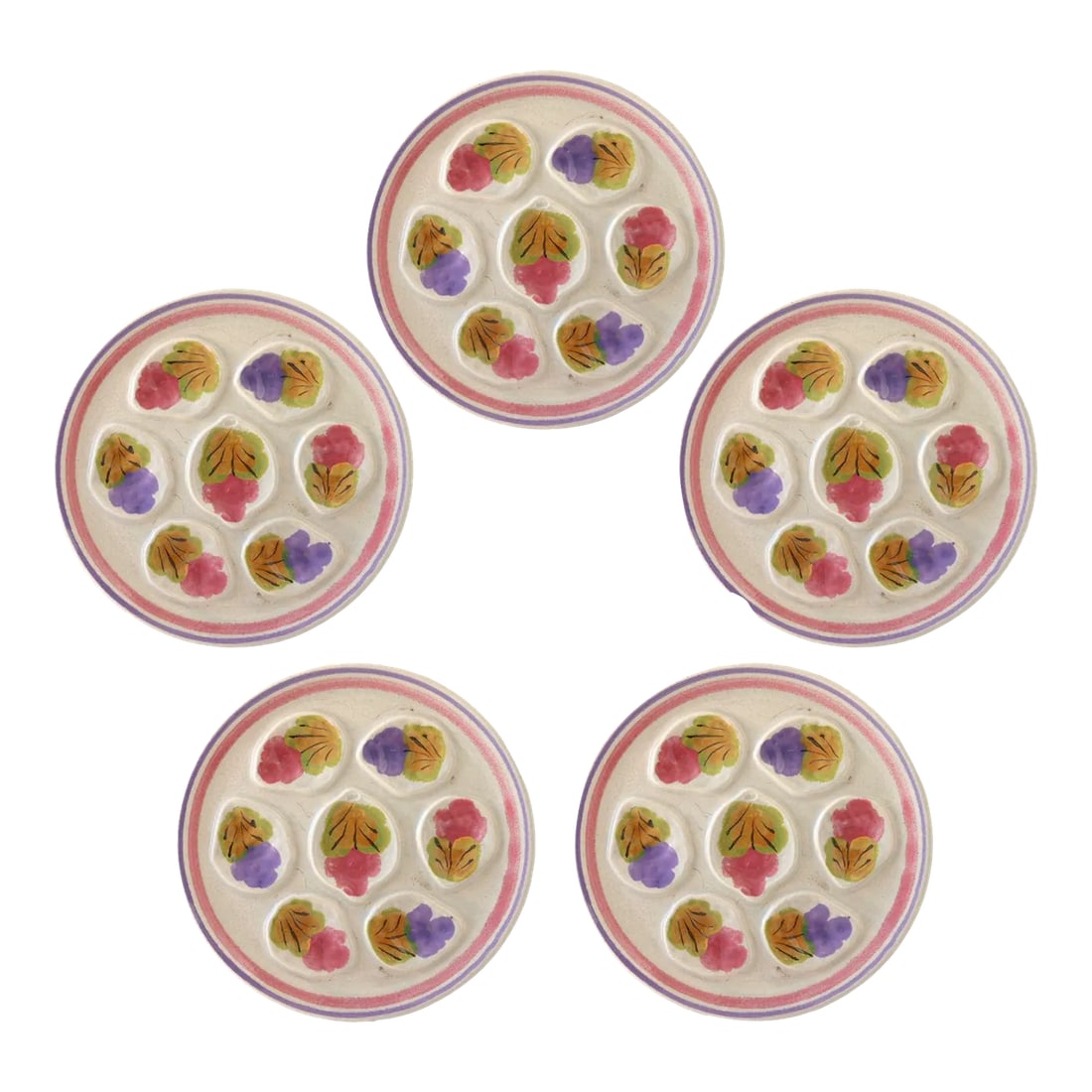 Vintage French Stoneware Oyster Plates, Set of 5 (1 of 6)