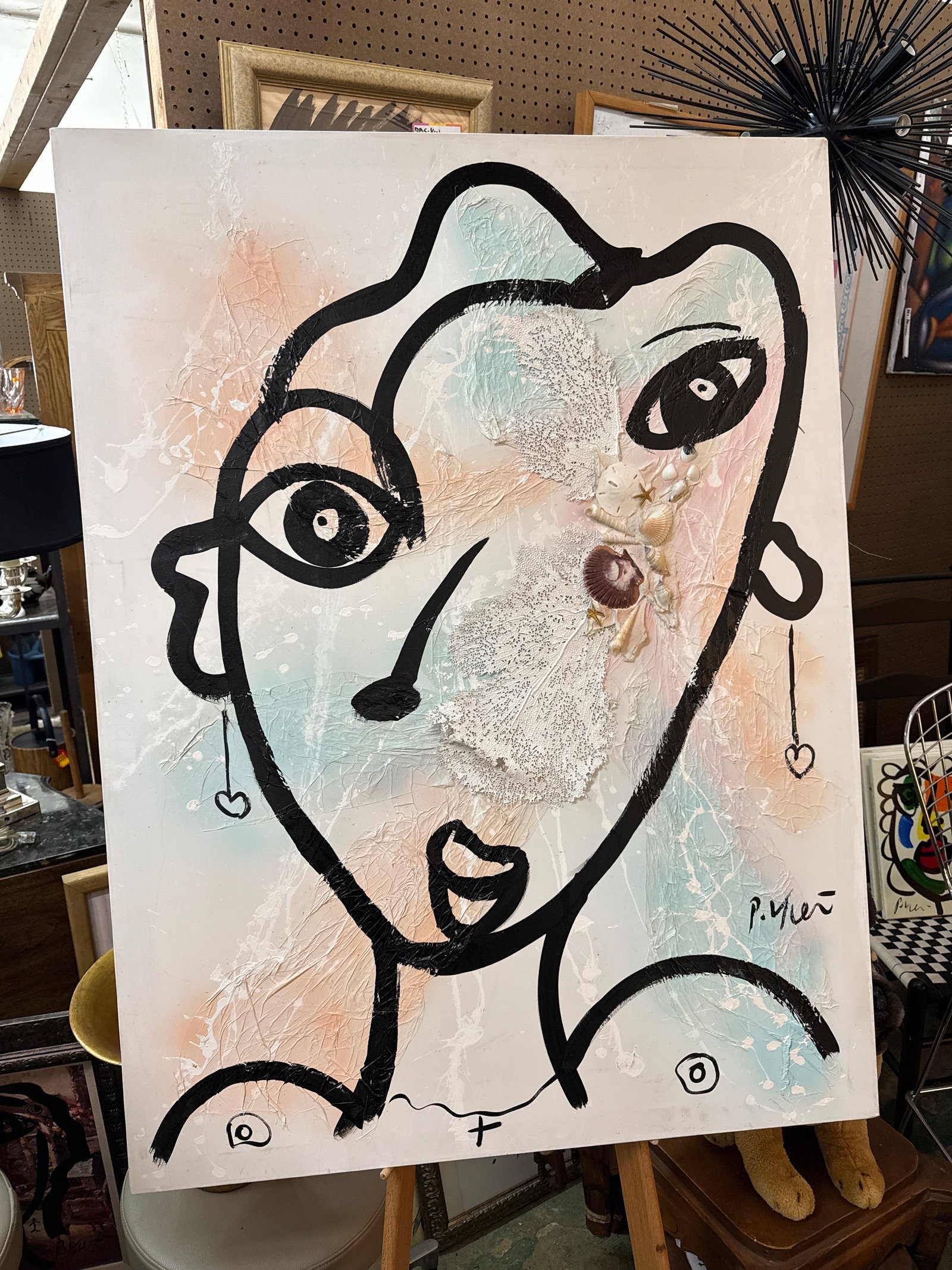 Peter Keil Unique Abstract Sea Shell Lady Canvas - 2