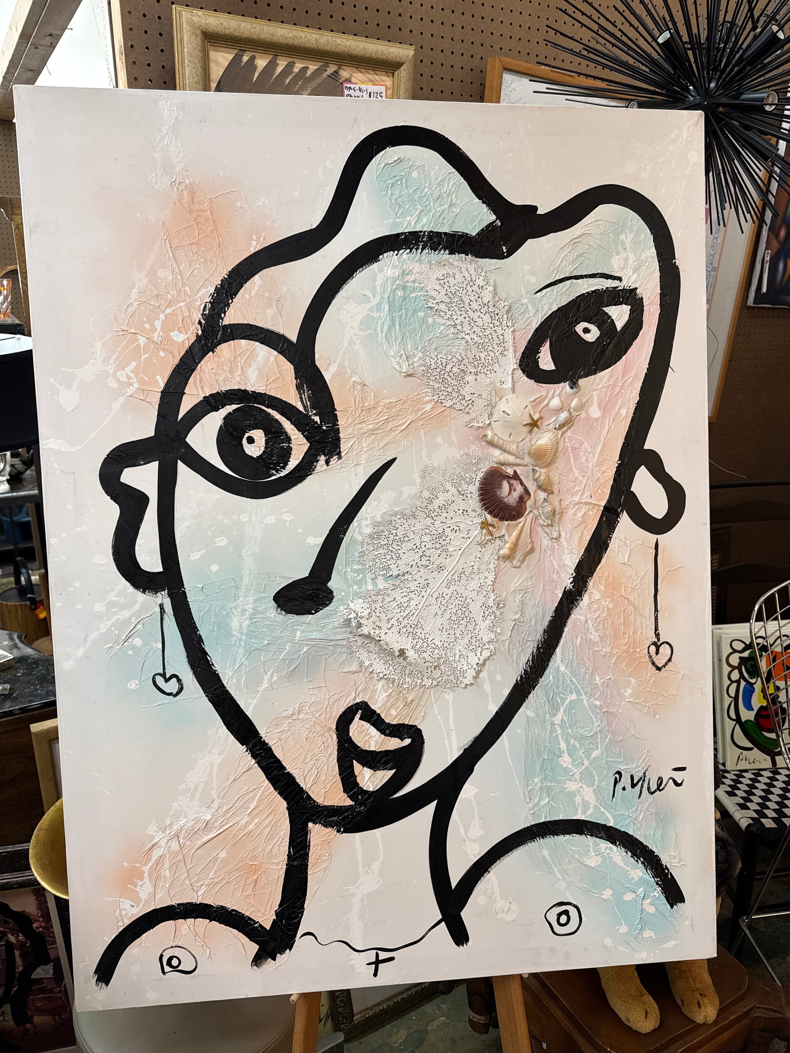 Peter Keil Unique Abstract Sea Shell Lady Canvas - 3