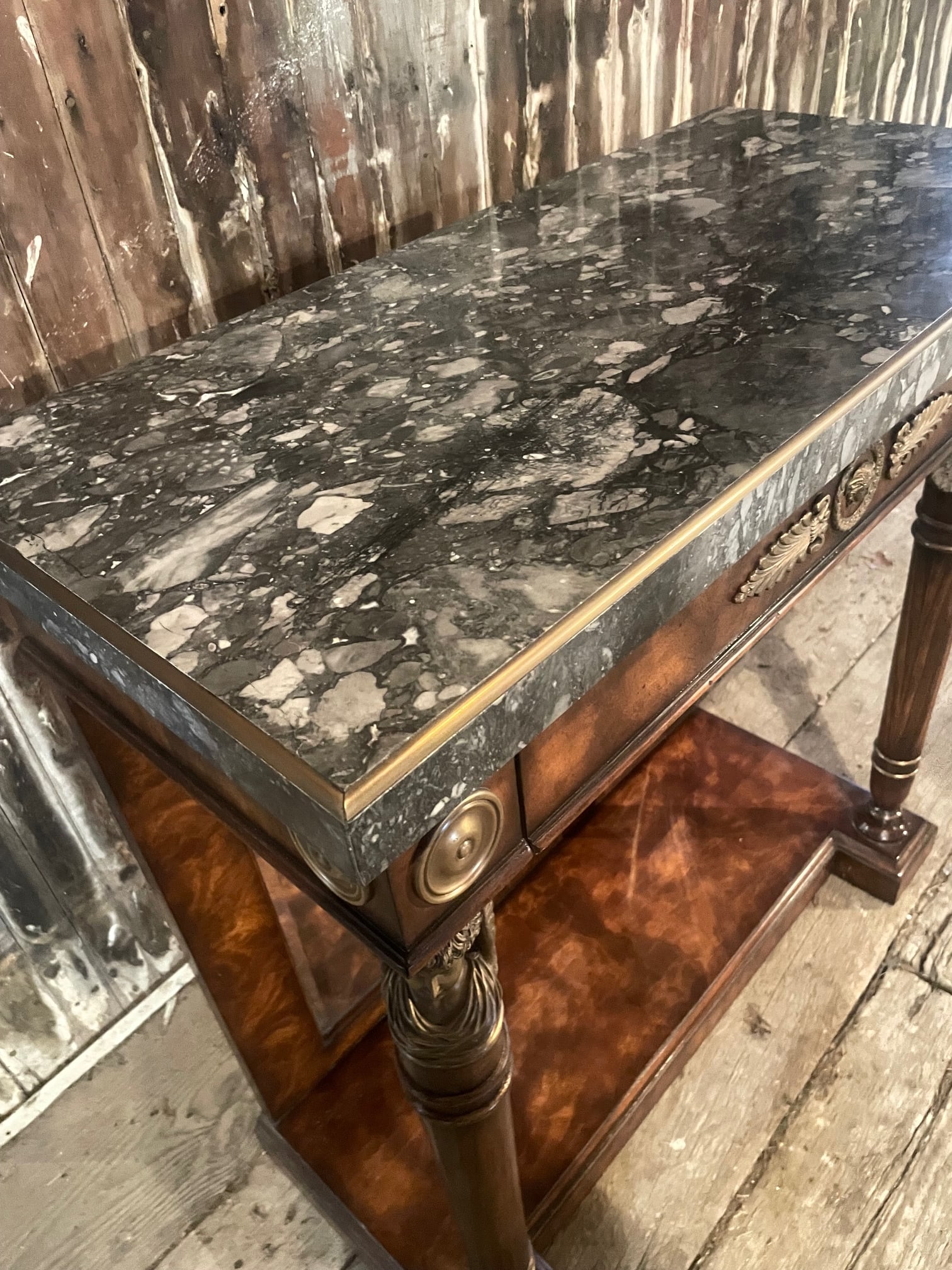 Figured Walnut Console Table With Mirrored Back - 3