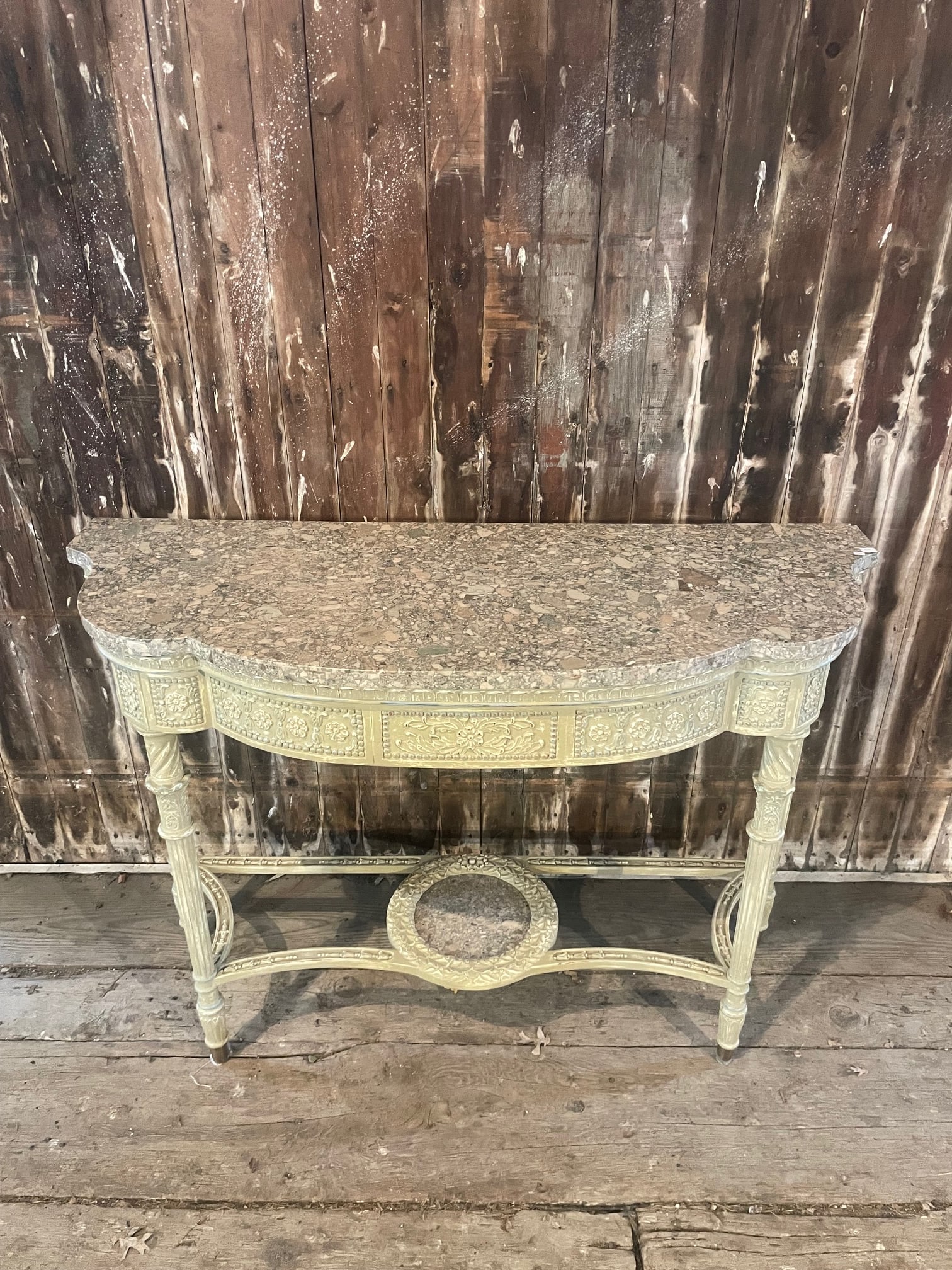 Painted Console Table With Stone Top - 2
