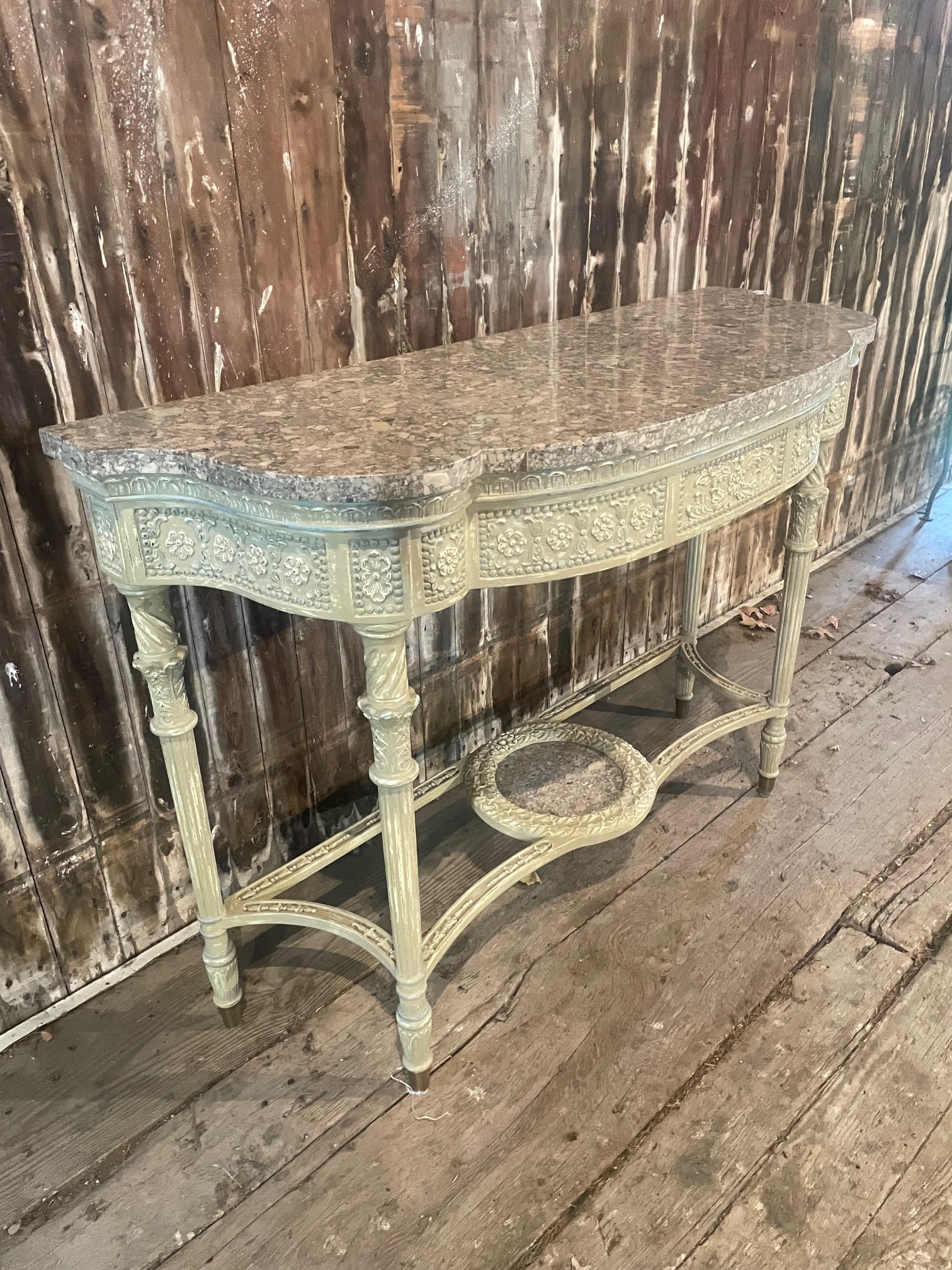Painted Console Table With Stone Top - 3
