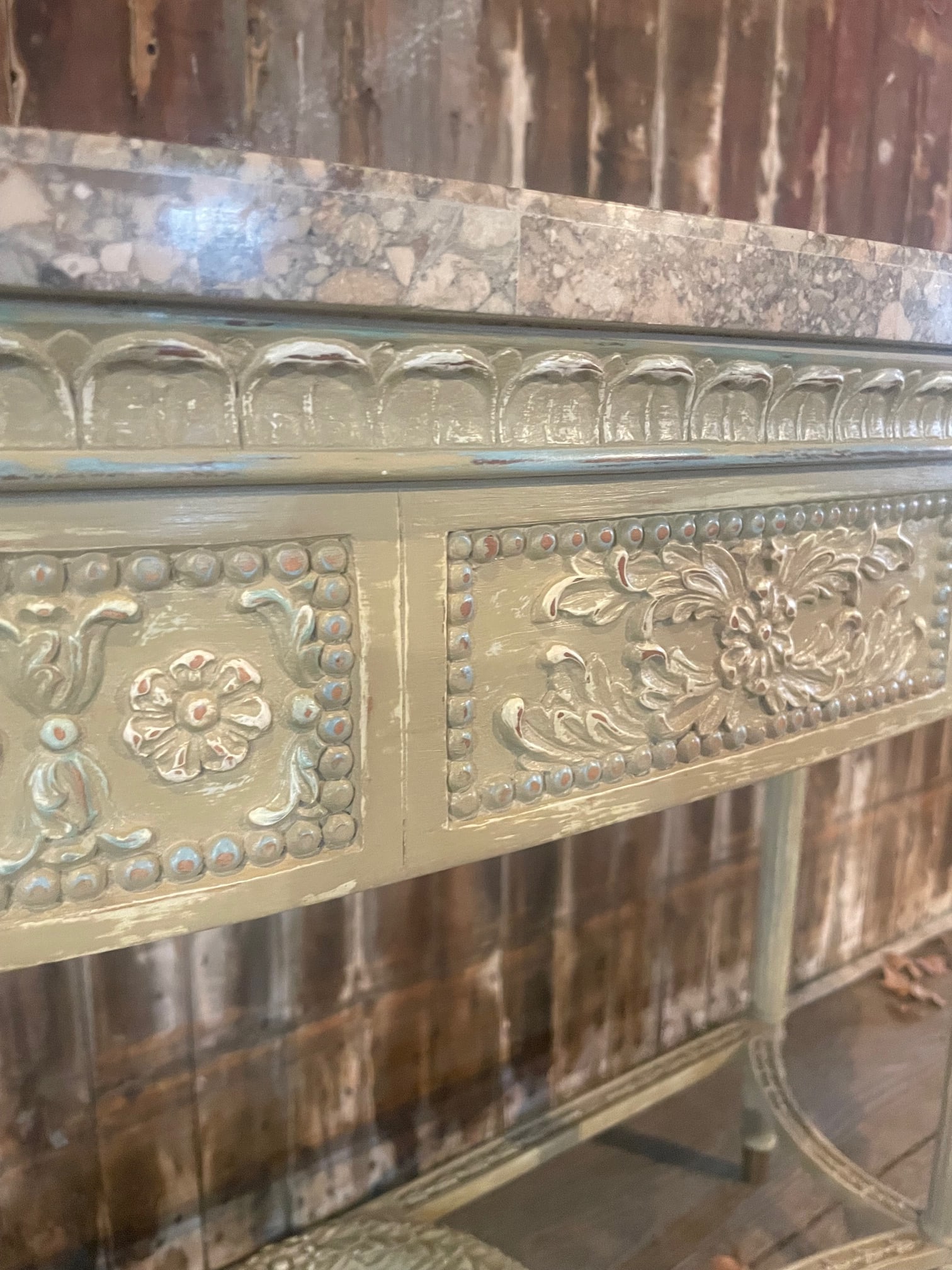 Painted Console Table With Stone Top - 4