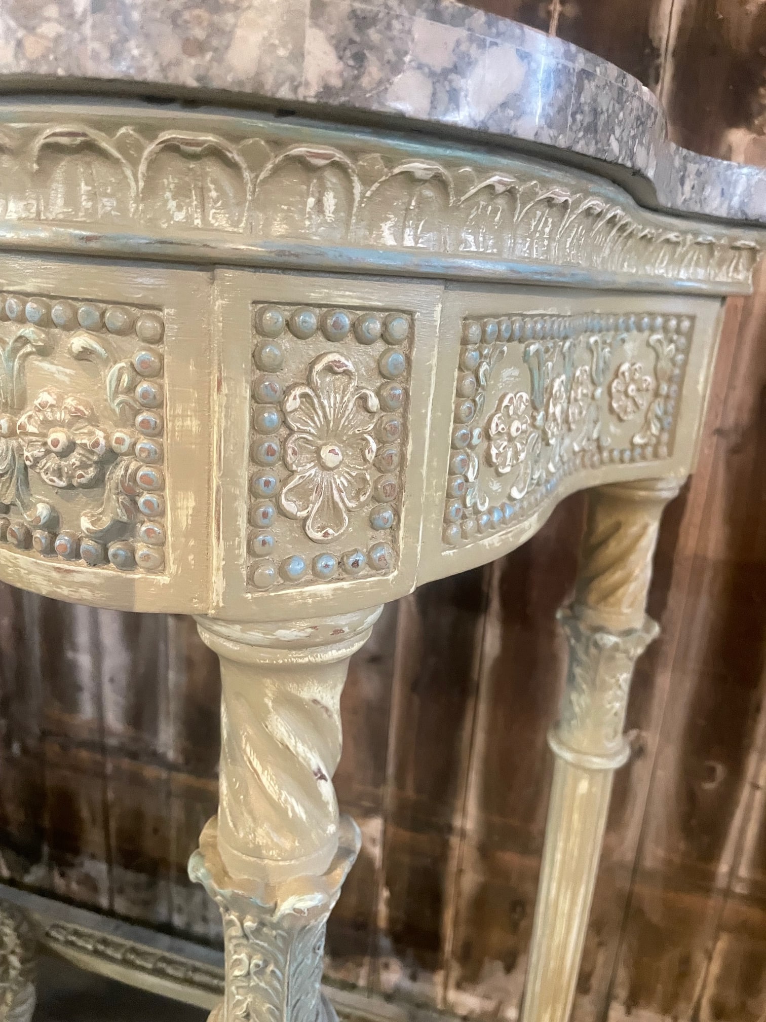 Painted Console Table With Stone Top - 7