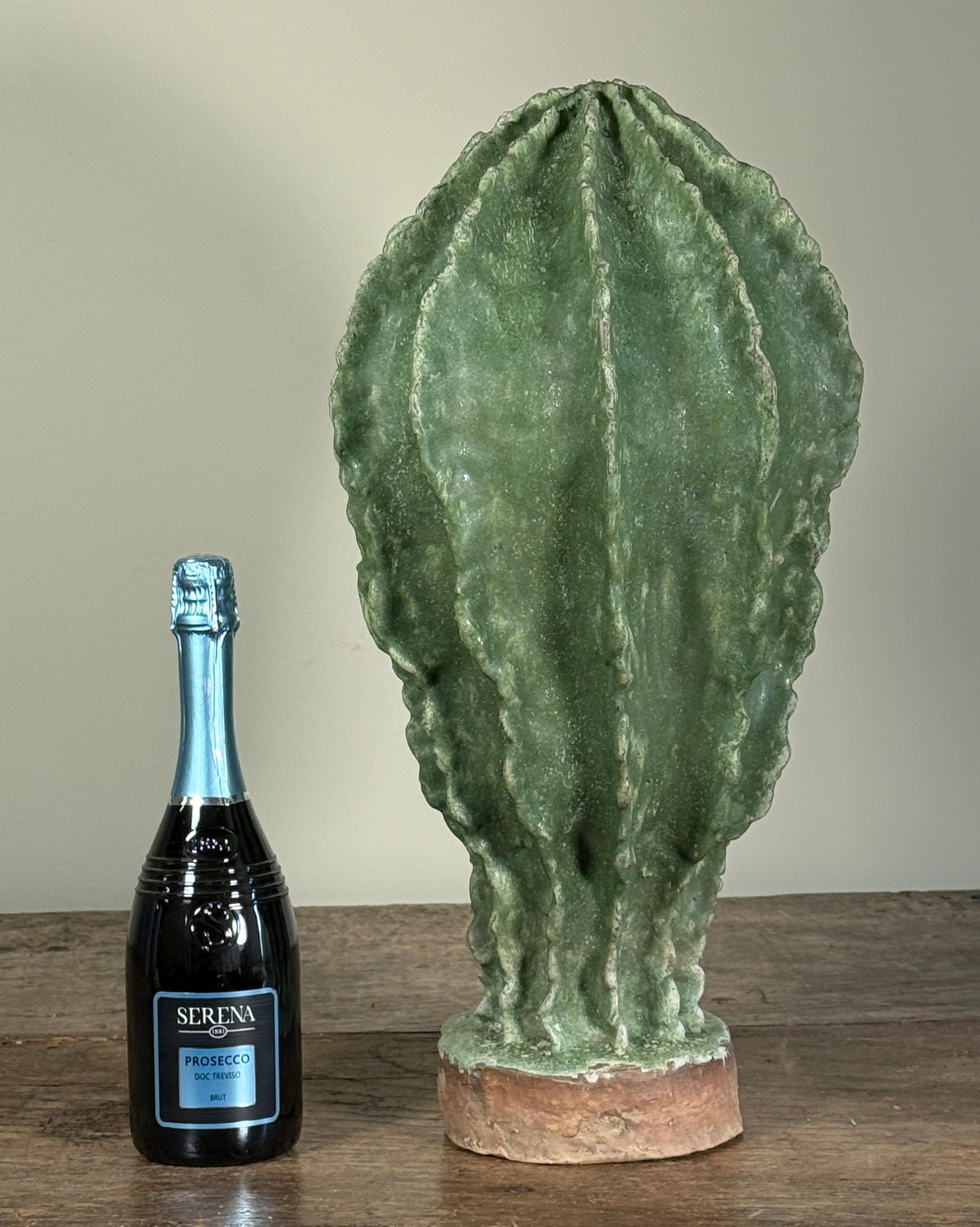 Large Italian Terracotta and Green Glazed Ceramic Cactus Sculpture - 2