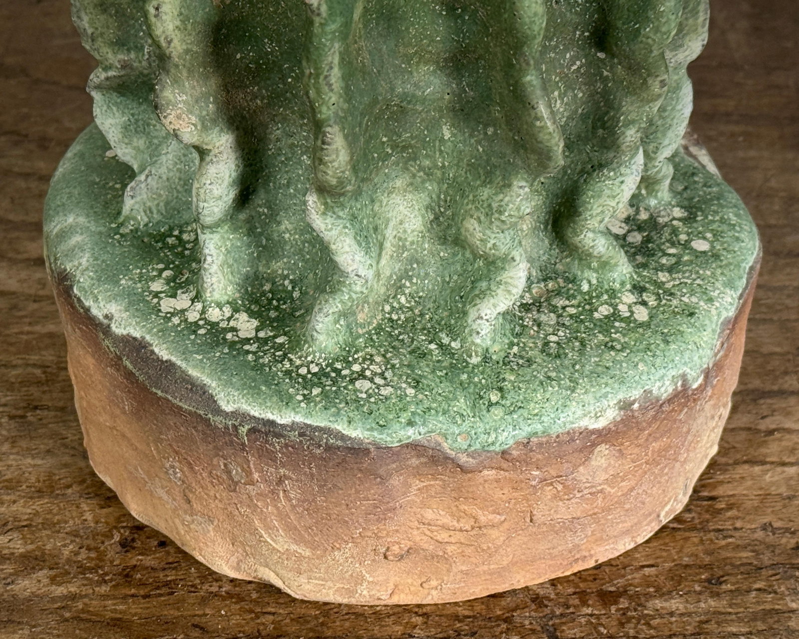 Large Italian Terracotta and Green Glazed Ceramic Cactus Sculpture - 7