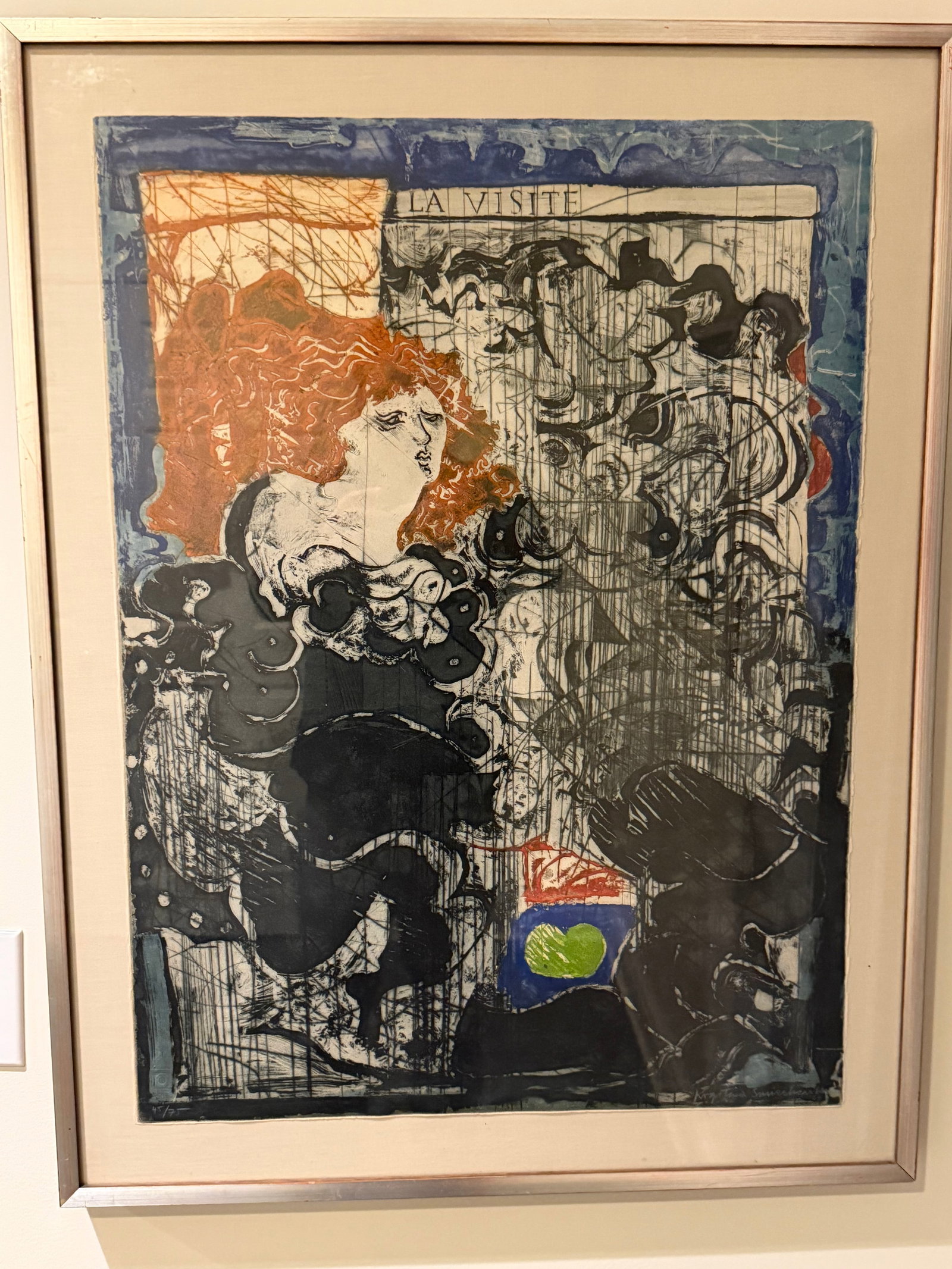1970s Krystyna Smiechowska "La Visite" Signed Color Intaglio Etching Aquatint 45/75 - 3