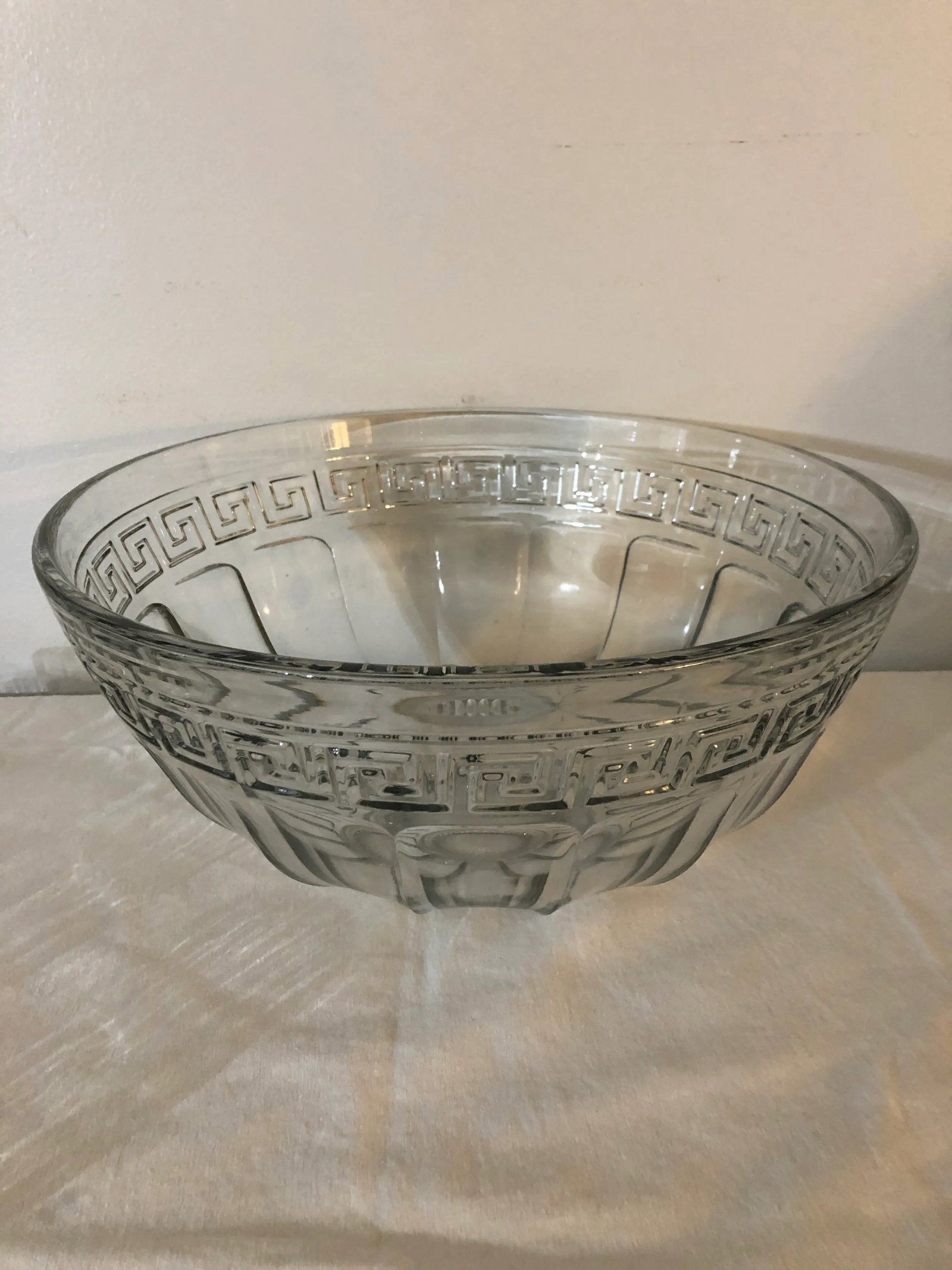 Vintage 1930s Heisey Greek Key Punch Bowl and Stand With Cups - 15 Piece Set - 7