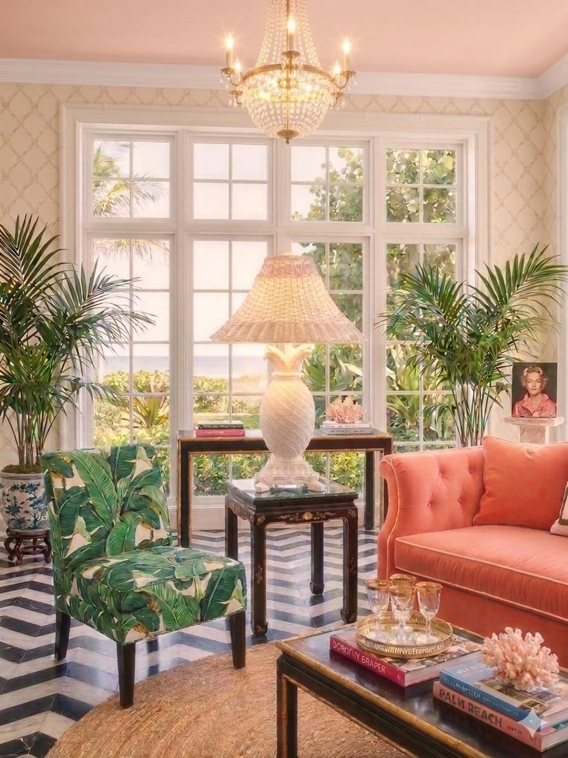 Vintage Palm Beach Regency White Faux Wicker Pineapple Table Lamp -Styled After Dorothy Draper /Mari - 2