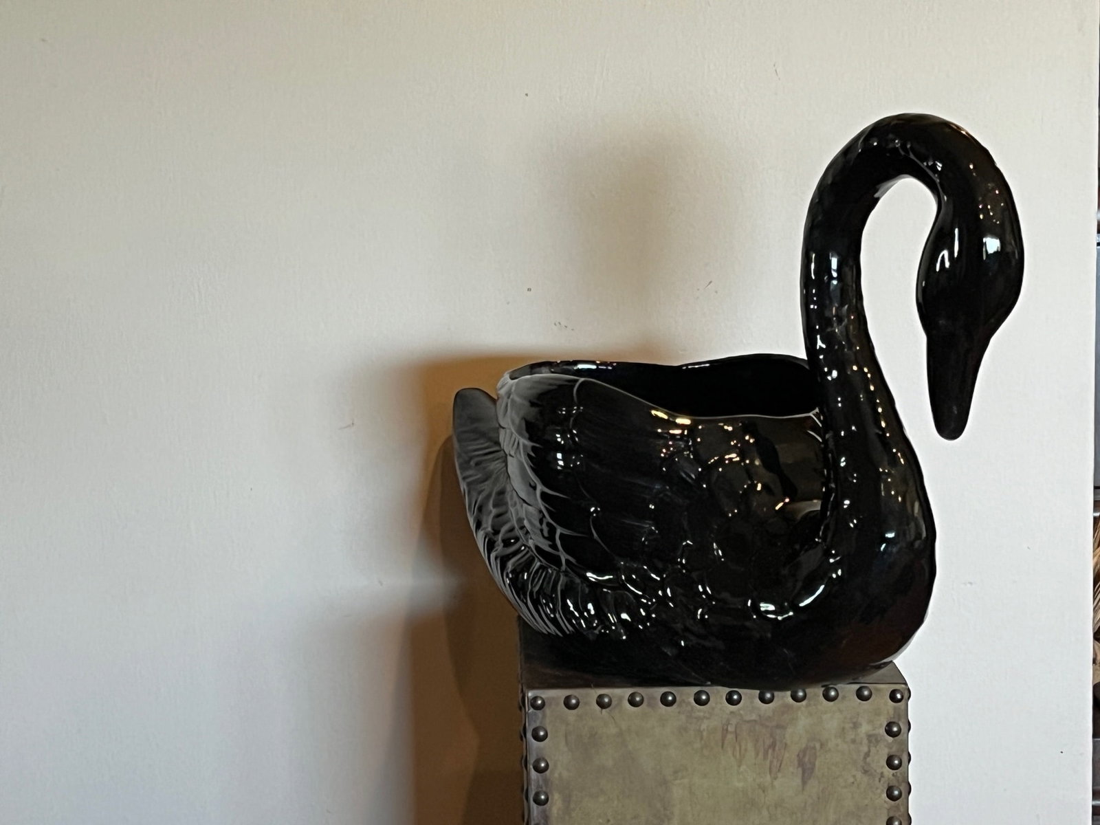 Vintage Black Ceramic Swan Planter - MCM Statement Piece - 6