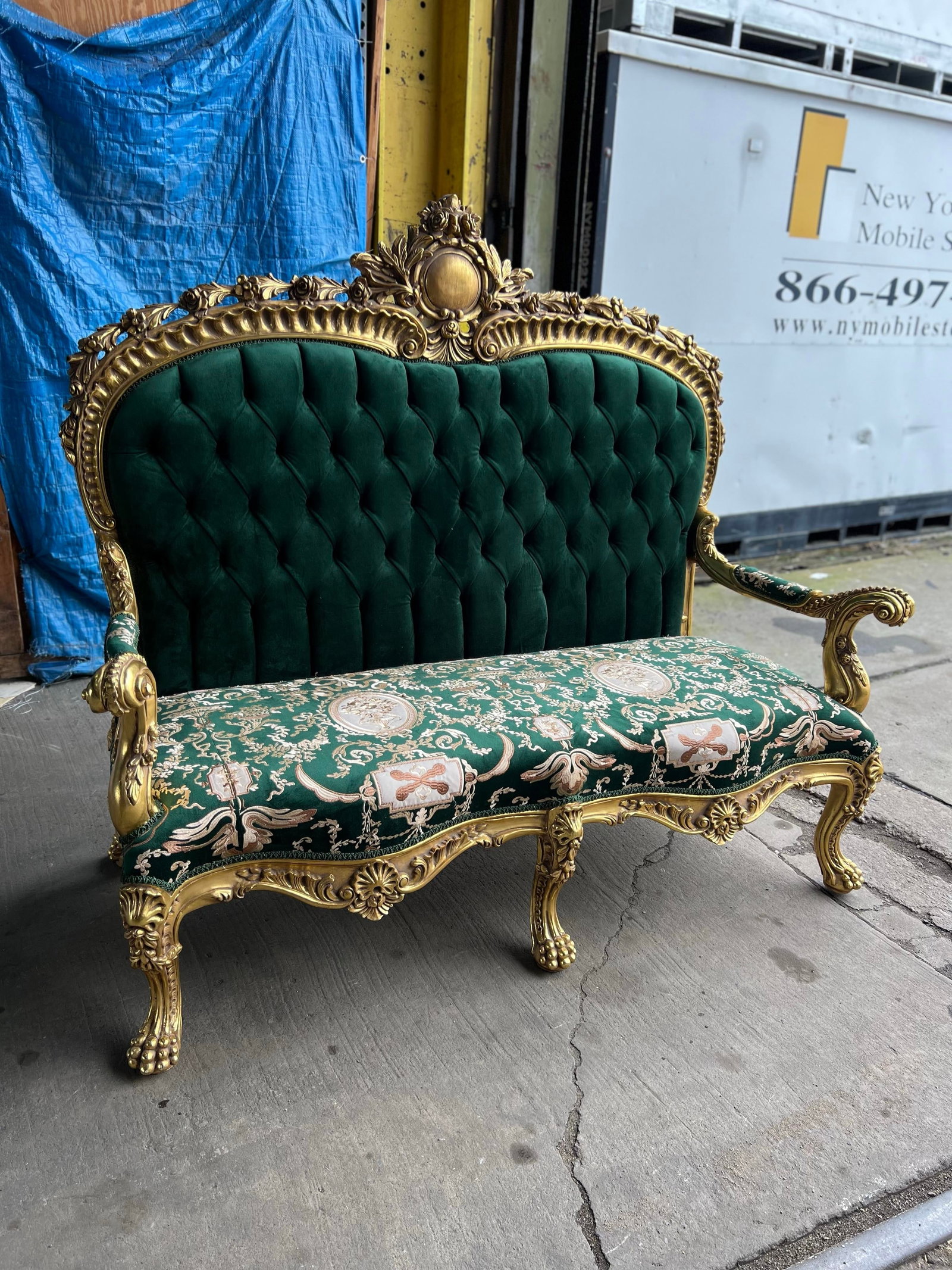 Throne Sofa Settee Love Seat in Gold Leaf - 2