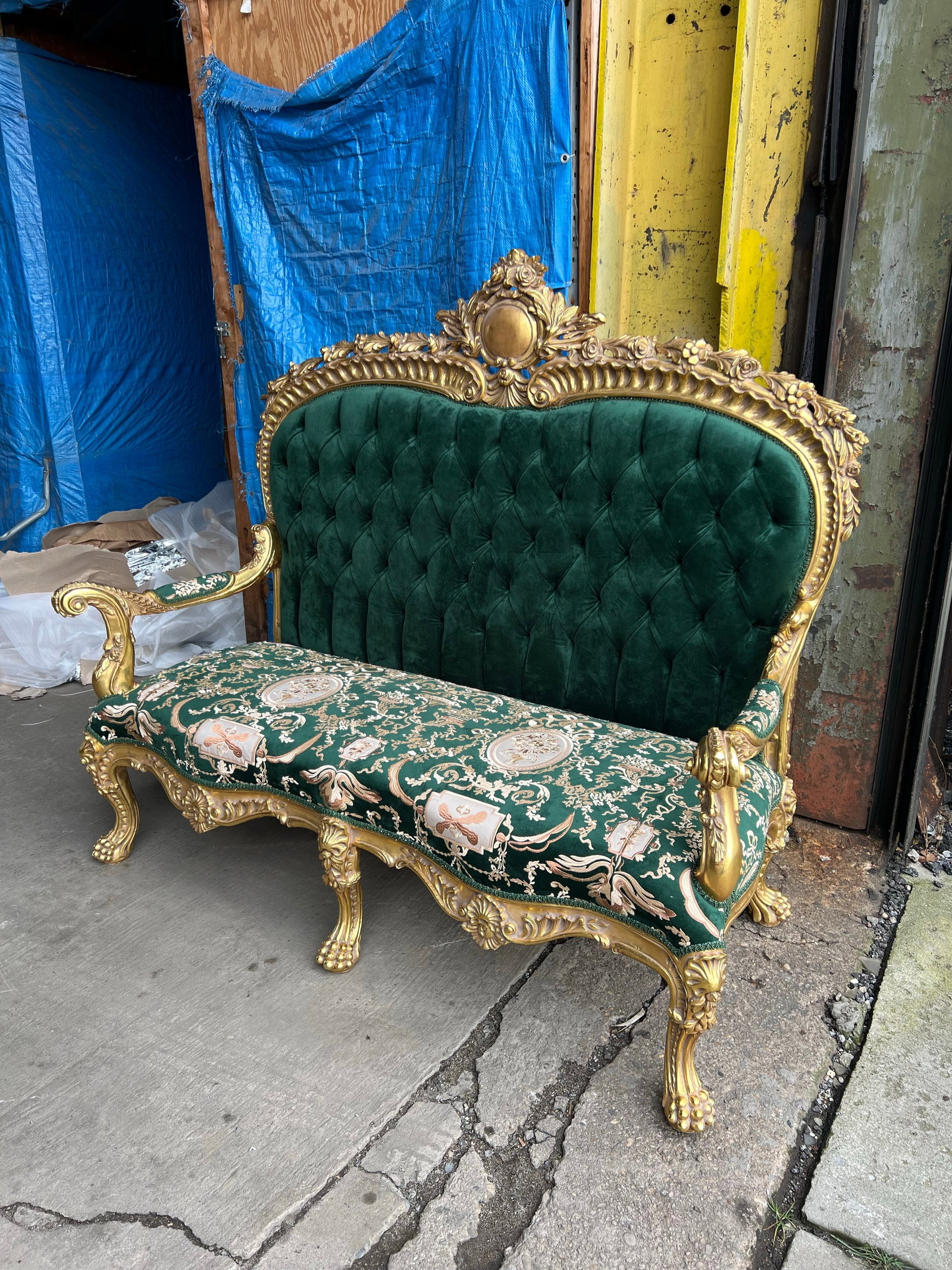 Throne Sofa Settee Love Seat in Gold Leaf - 3