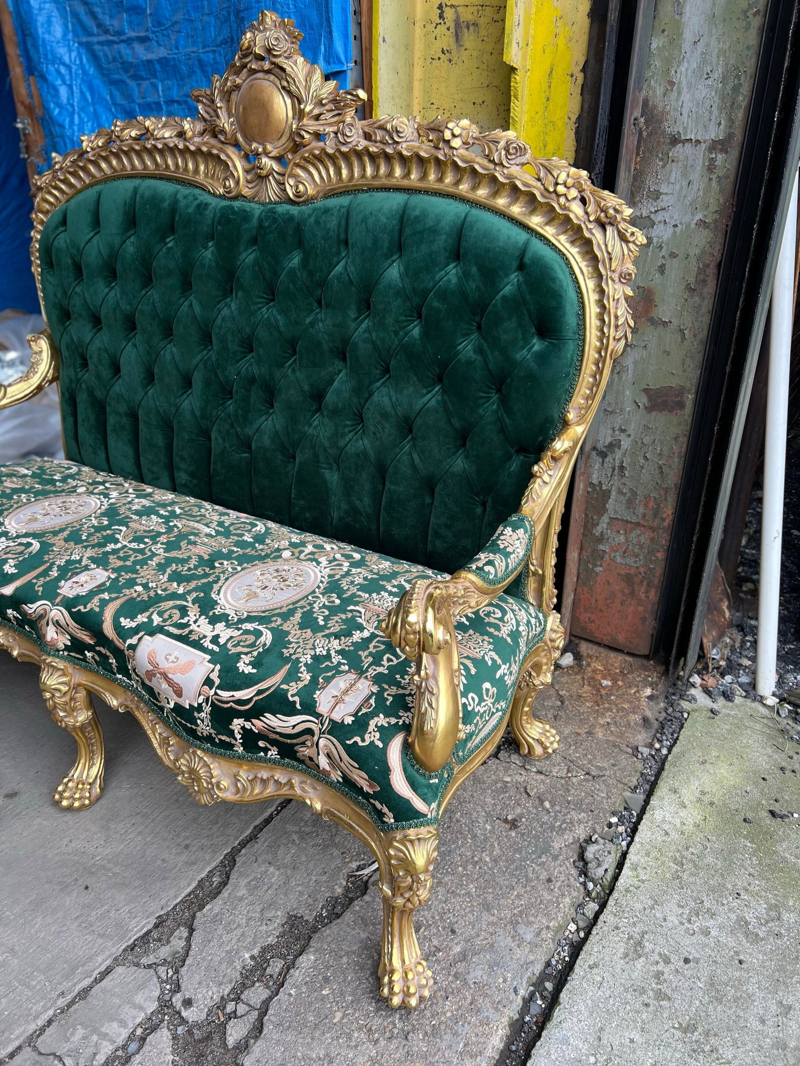 Throne Sofa Settee Love Seat in Gold Leaf - 4