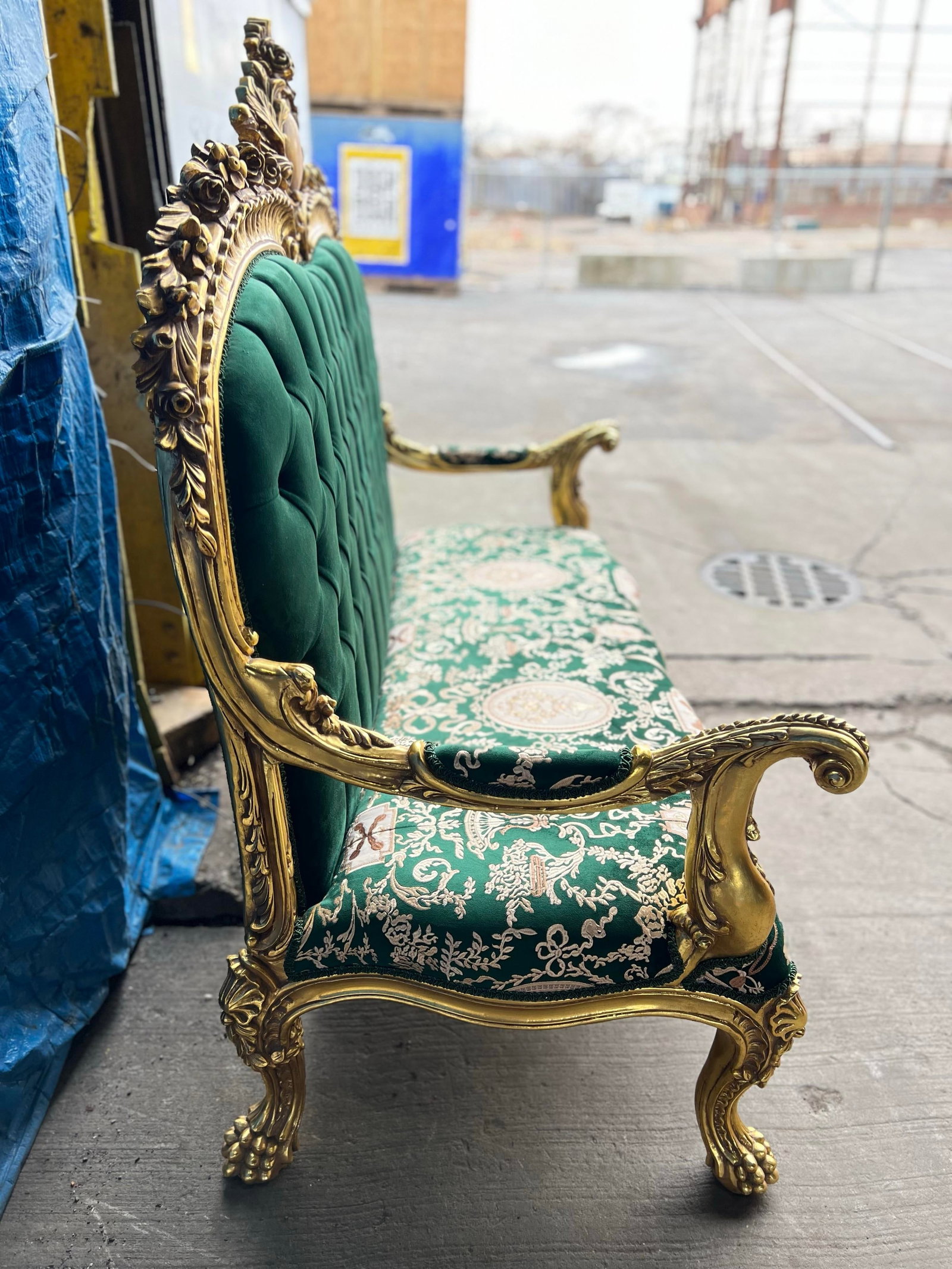 Throne Sofa Settee Love Seat in Gold Leaf - 5
