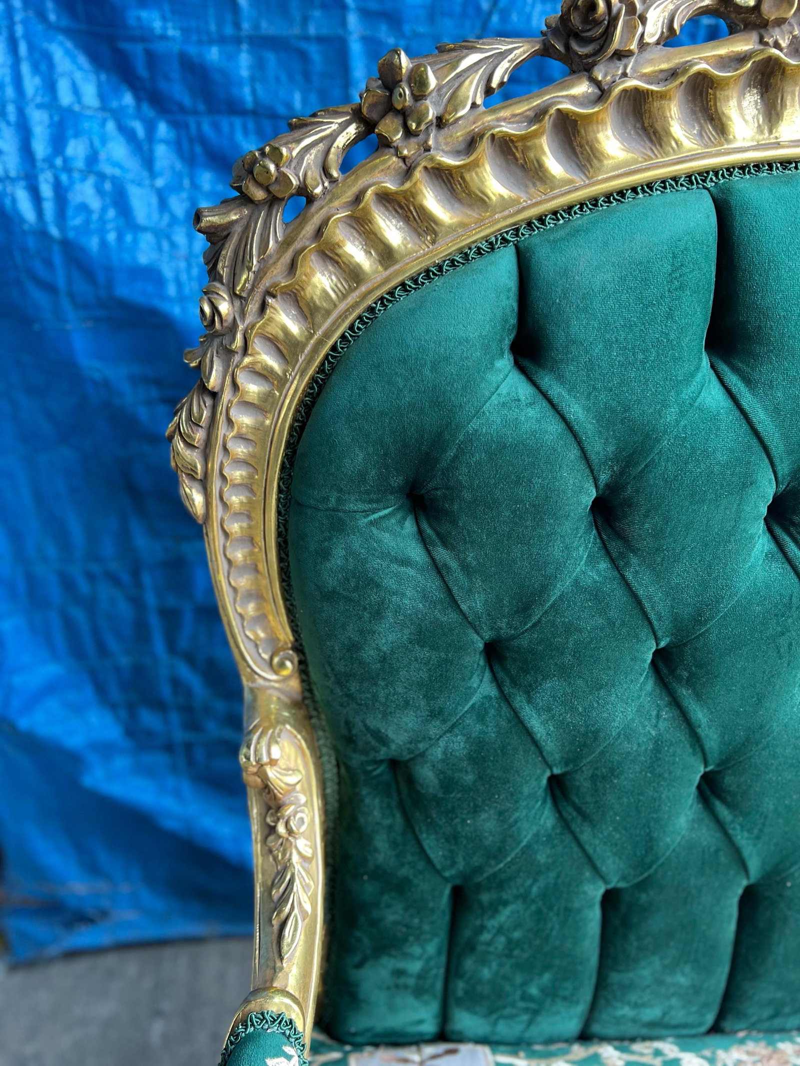 Throne Sofa Settee Love Seat in Gold Leaf - 8