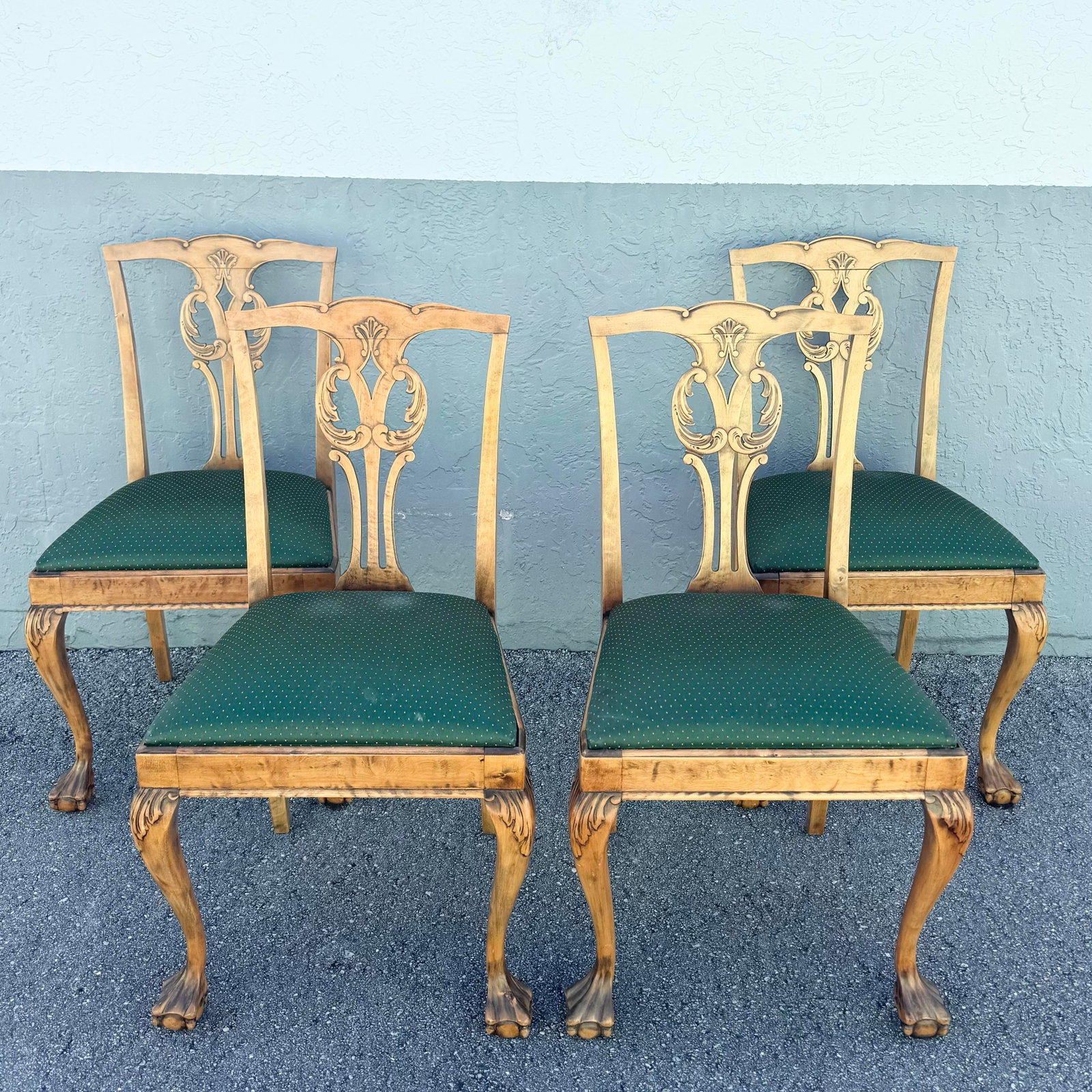 Vintage Chippendale Style Ball in Claw Dining Chairs - Set of 4 - 2