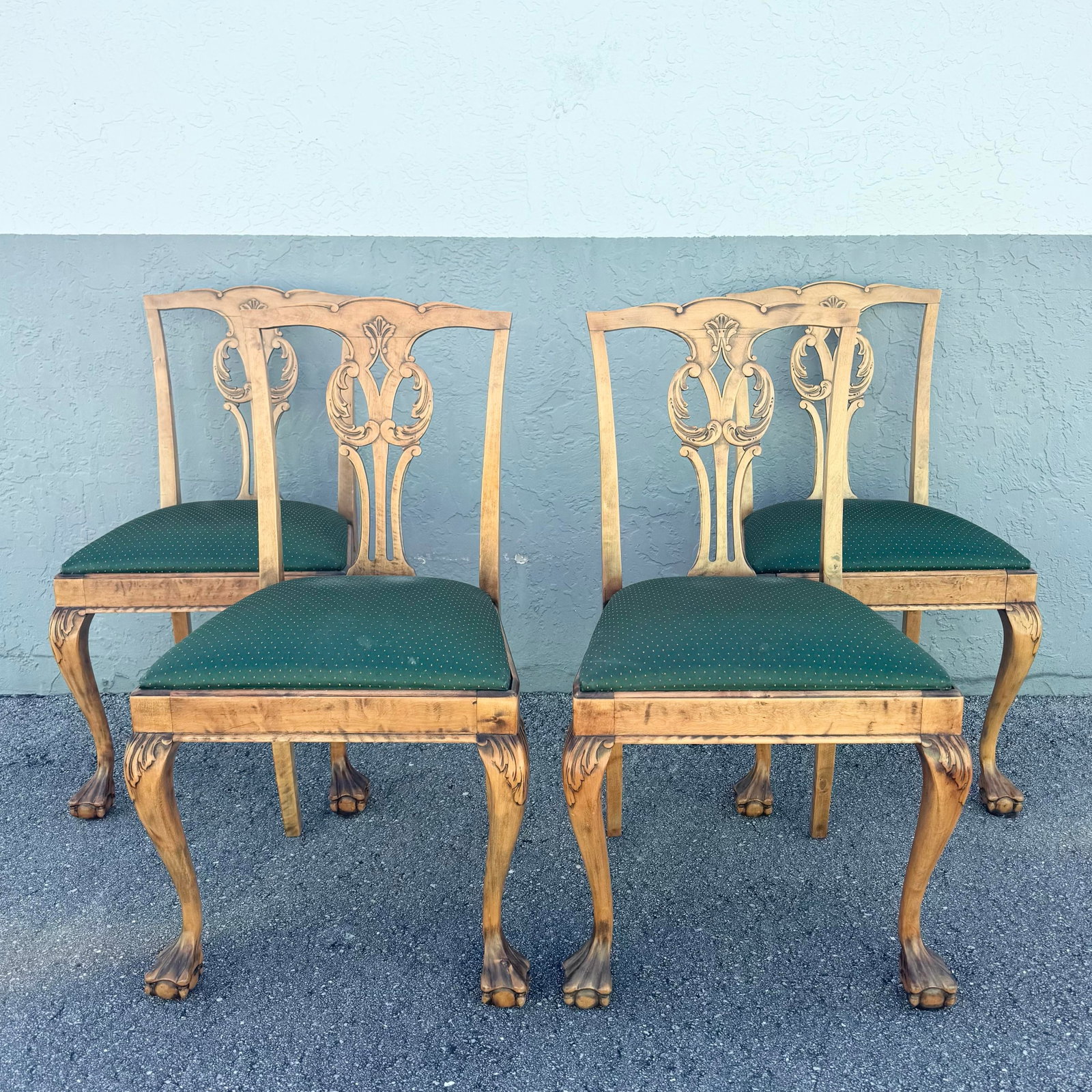 Vintage Chippendale Style Ball in Claw Dining Chairs - Set of 4 - 3