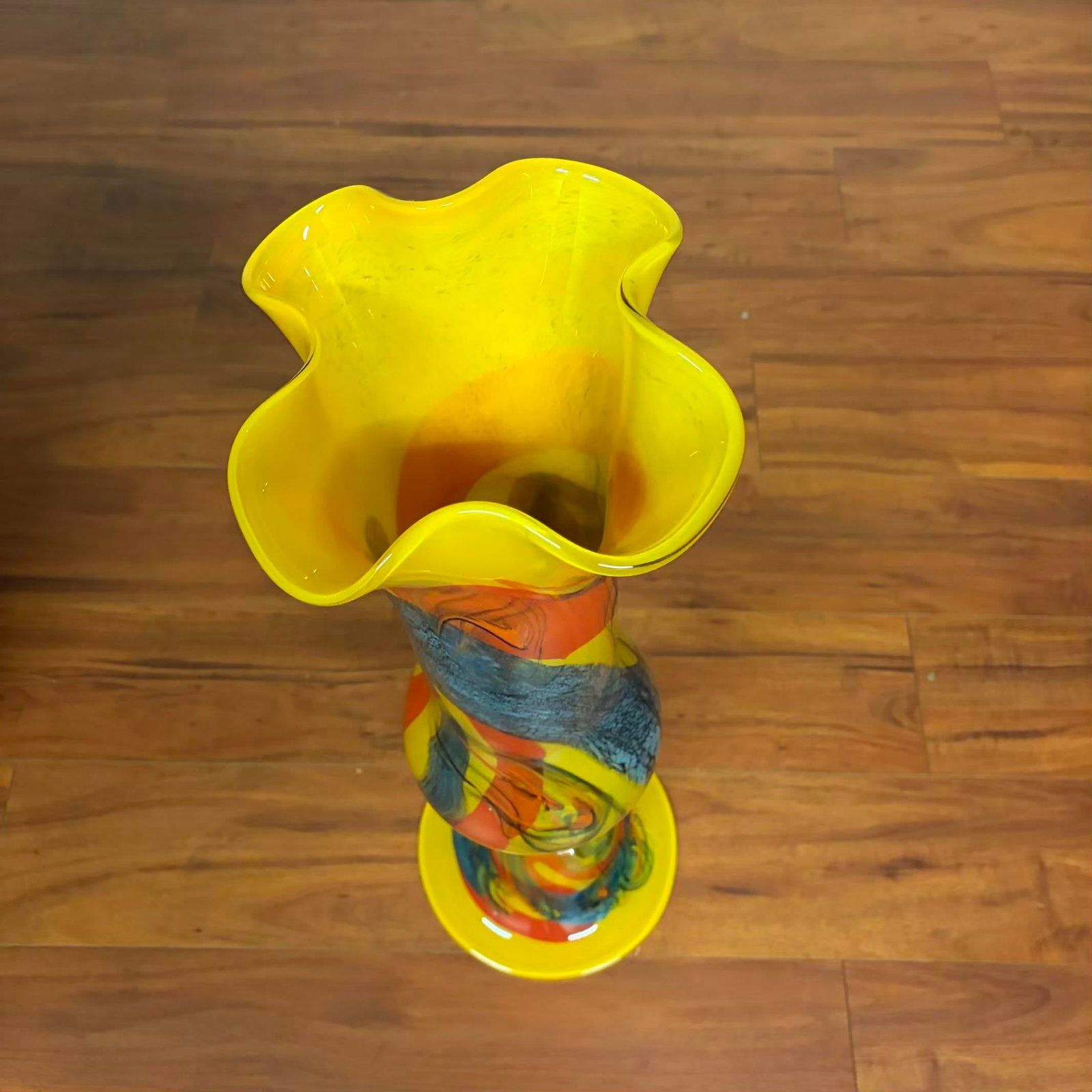 Studio Art Blown Glass Floor Vase - Signed 2003 - 4