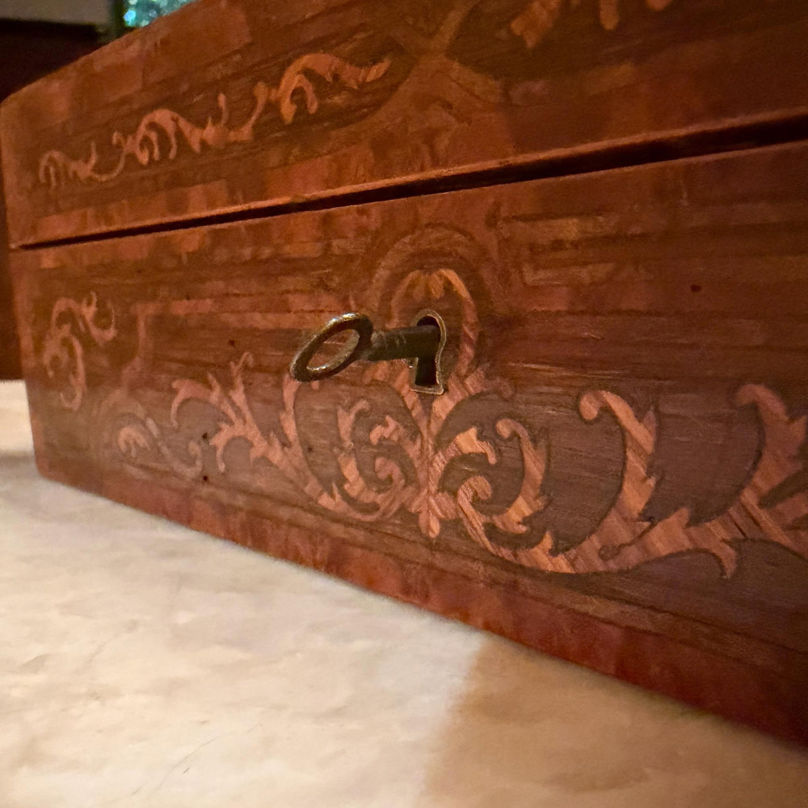 French Antique Napoleon III Style Glove Box or Jewelry Box Marquetry - 2