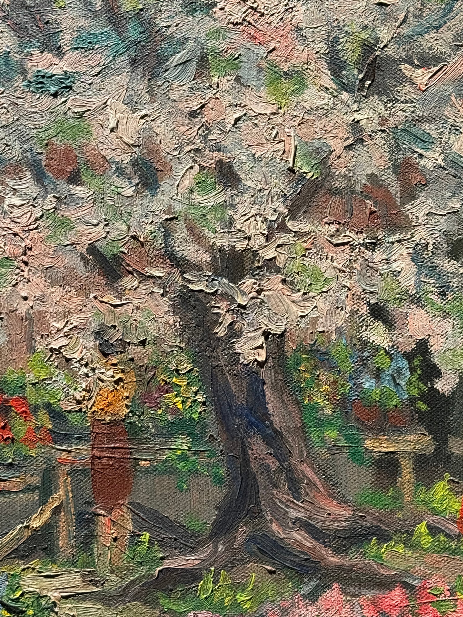 1961 Line Bloom Draper Impressionist Garden Oil Painting in Original Frame - 5