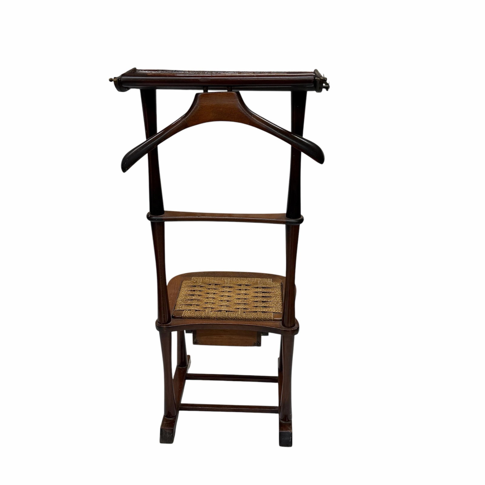 Mid Century Men's Mahogany "Spqr" Clothing Valet, Seat and Drawer. No - 2