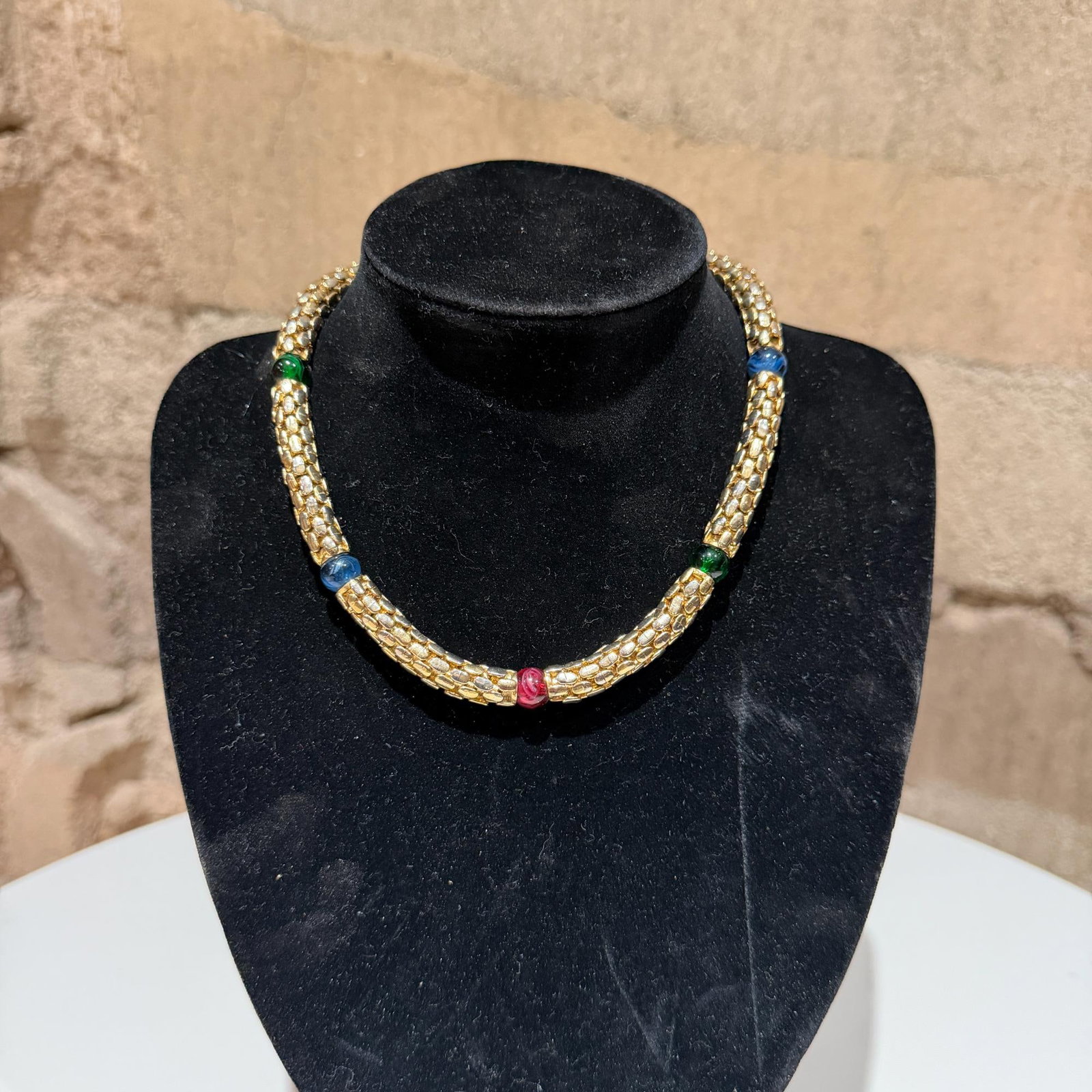 Vintage Gold-Tone Choker Necklace and Matching Bracelet Rau Klikit - 2