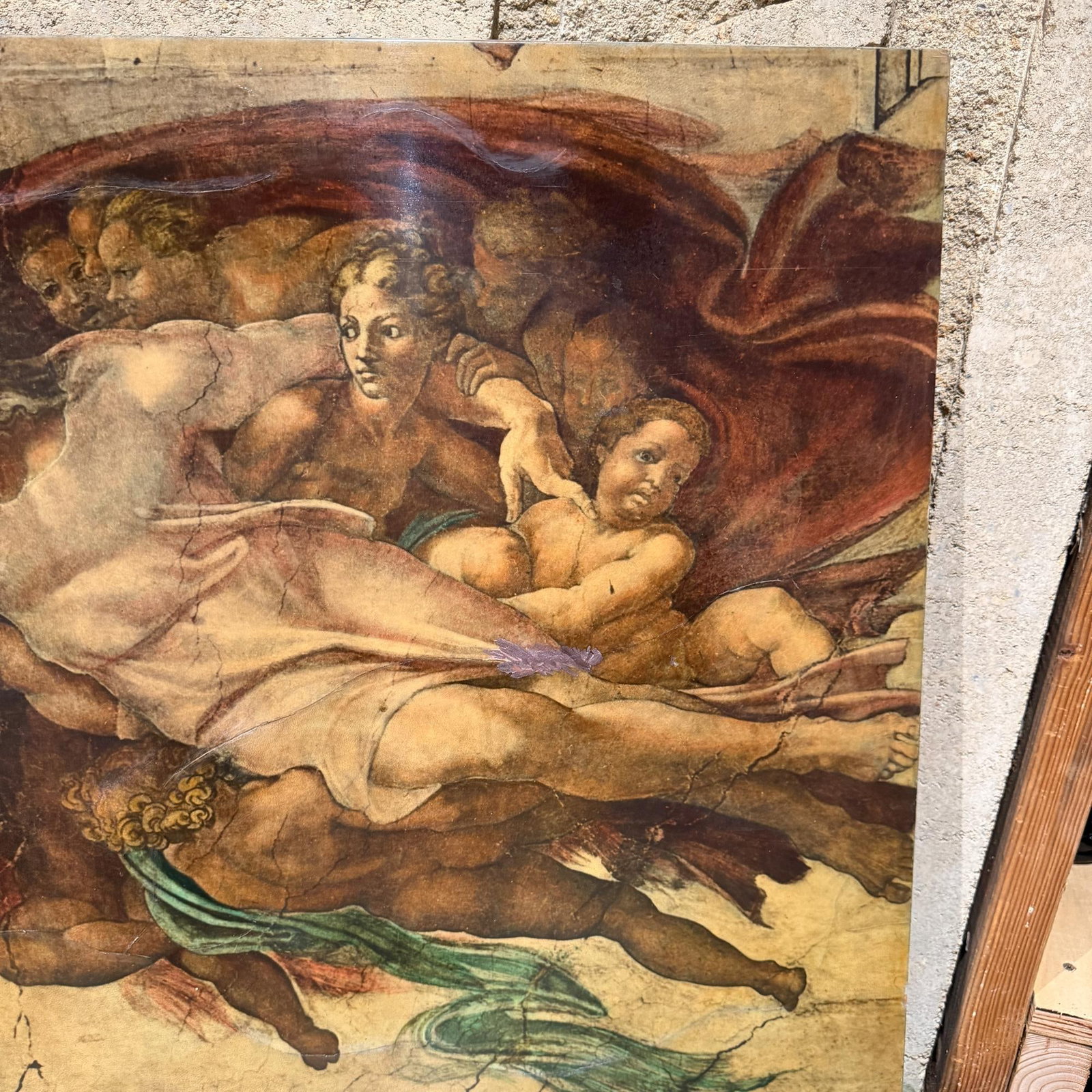 The Creation of Adam Michelangelo by Maria Teresa Mendez Goatskin on Wood - 3