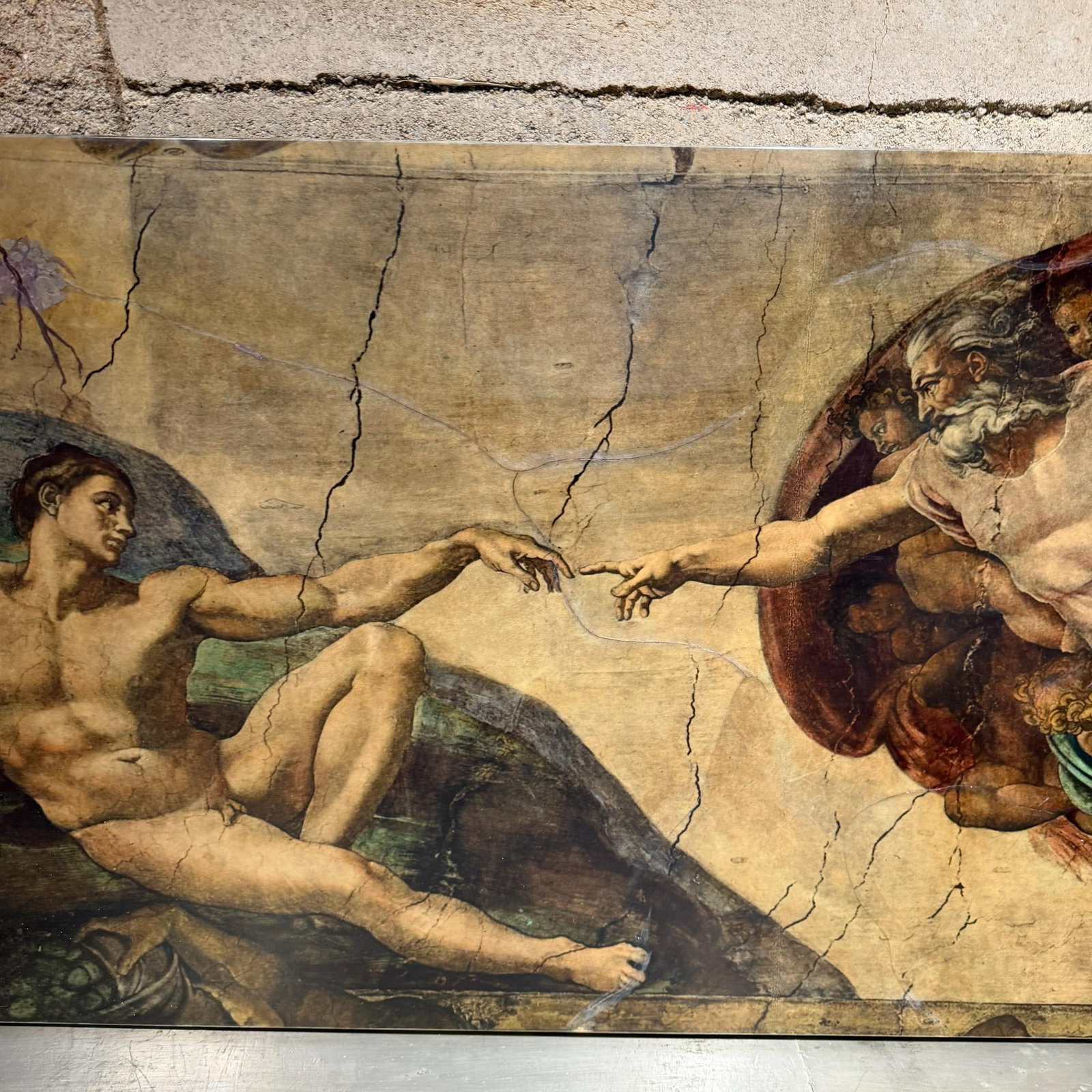 The Creation of Adam Michelangelo by Maria Teresa Mendez Goatskin on Wood - 6