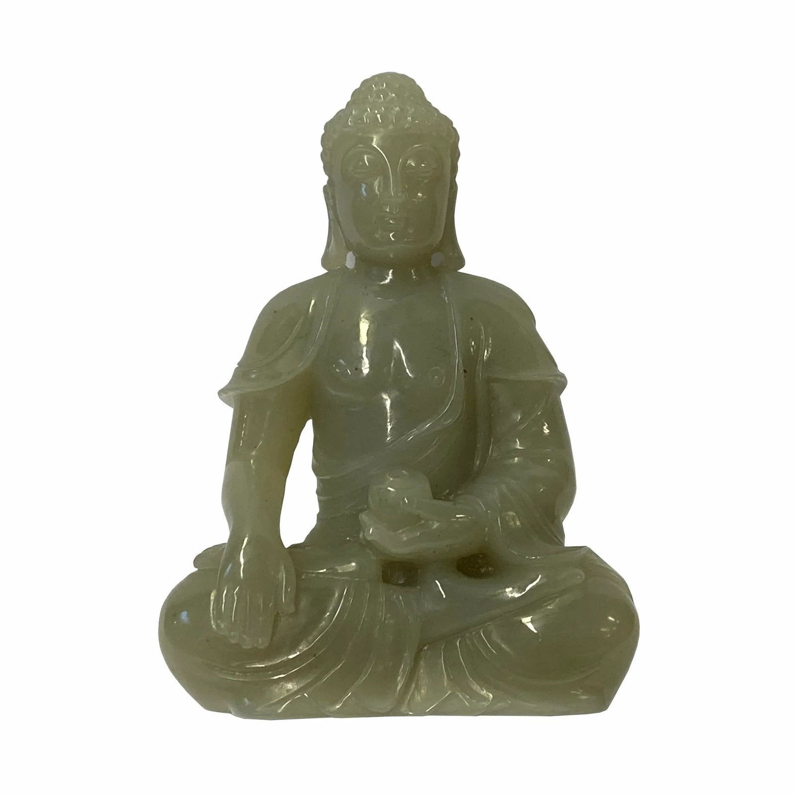 Chinese Jade Stone Sitting Buddha Gautama Amitabha Shakyamuni Statue - 2
