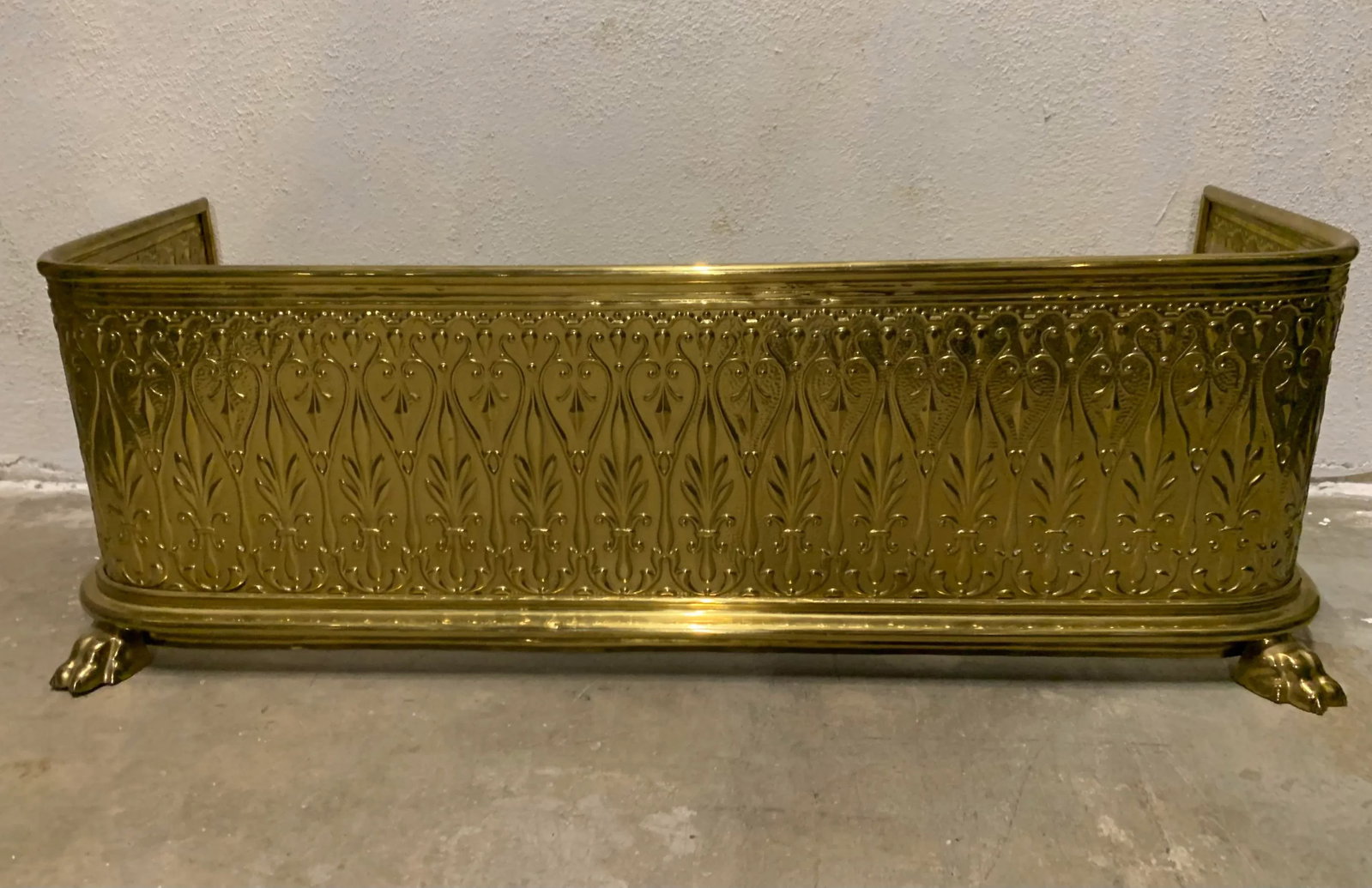 Vintage Art Deco Brass Fireplace Fender - 2